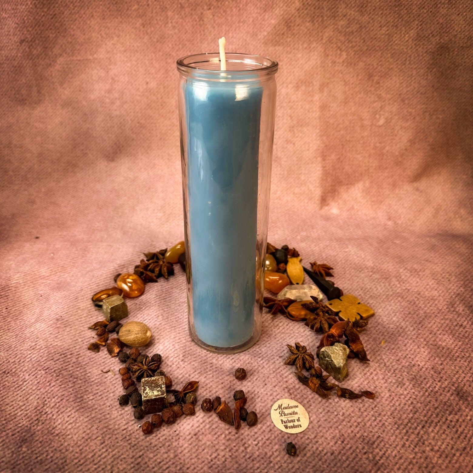 Blue Beeswax Vigil Candle and Vigil Refill