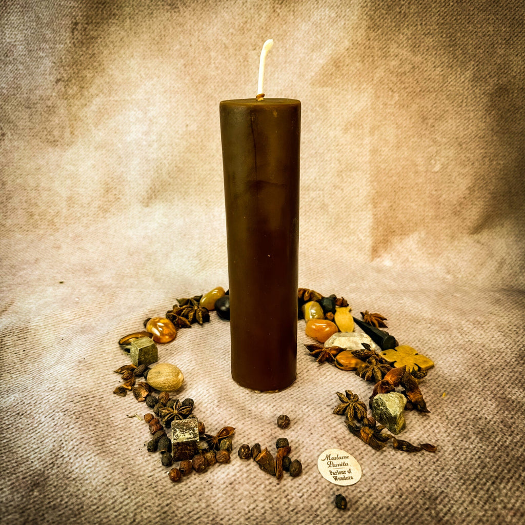 Brown Beeswax Vigil Candle and Vigil Refill