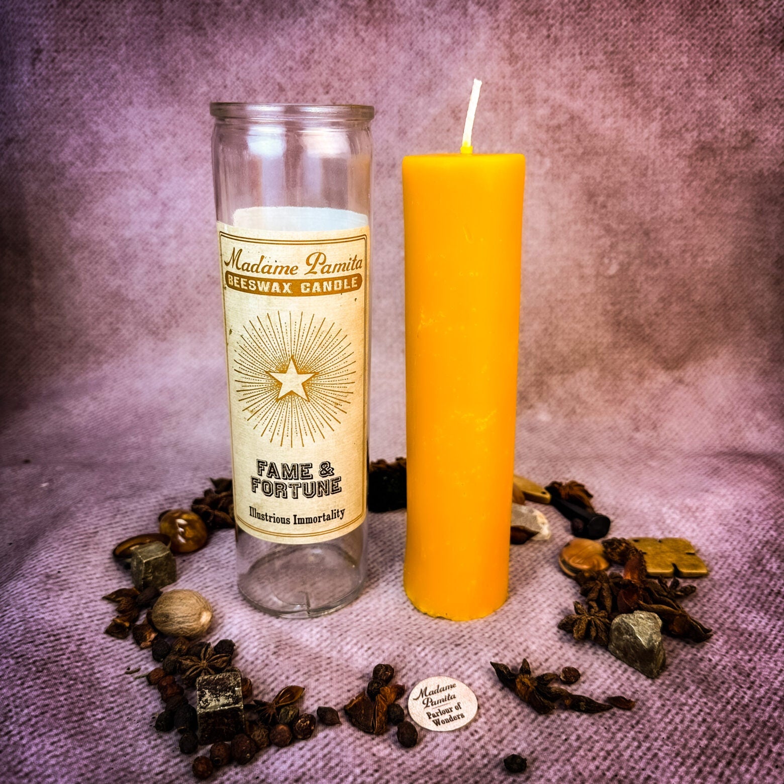 Madame Pamita Fame and Fortune Beeswax Vigil Candle