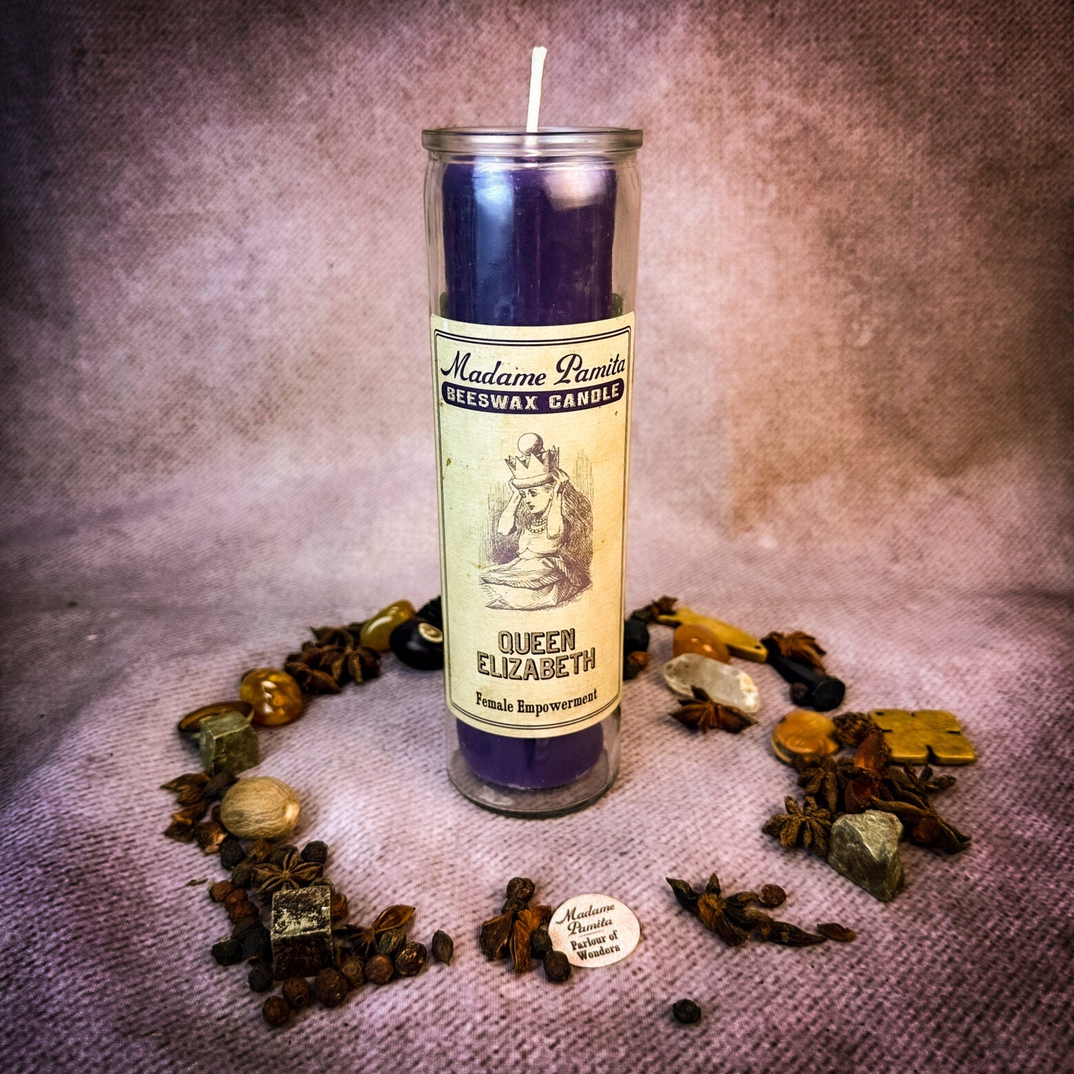 Madame Pamita Queen Elizabeth Beeswax Vigil Candle