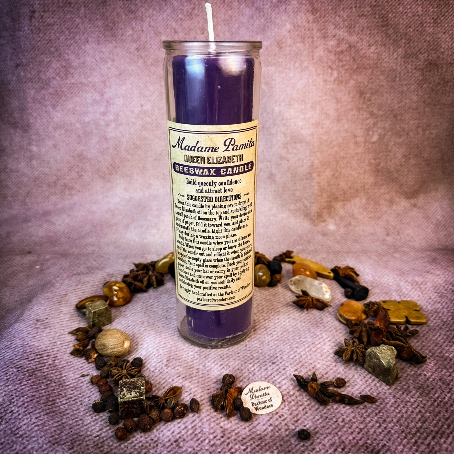 Madame Pamita Queen Elizabeth Beeswax Vigil Candle