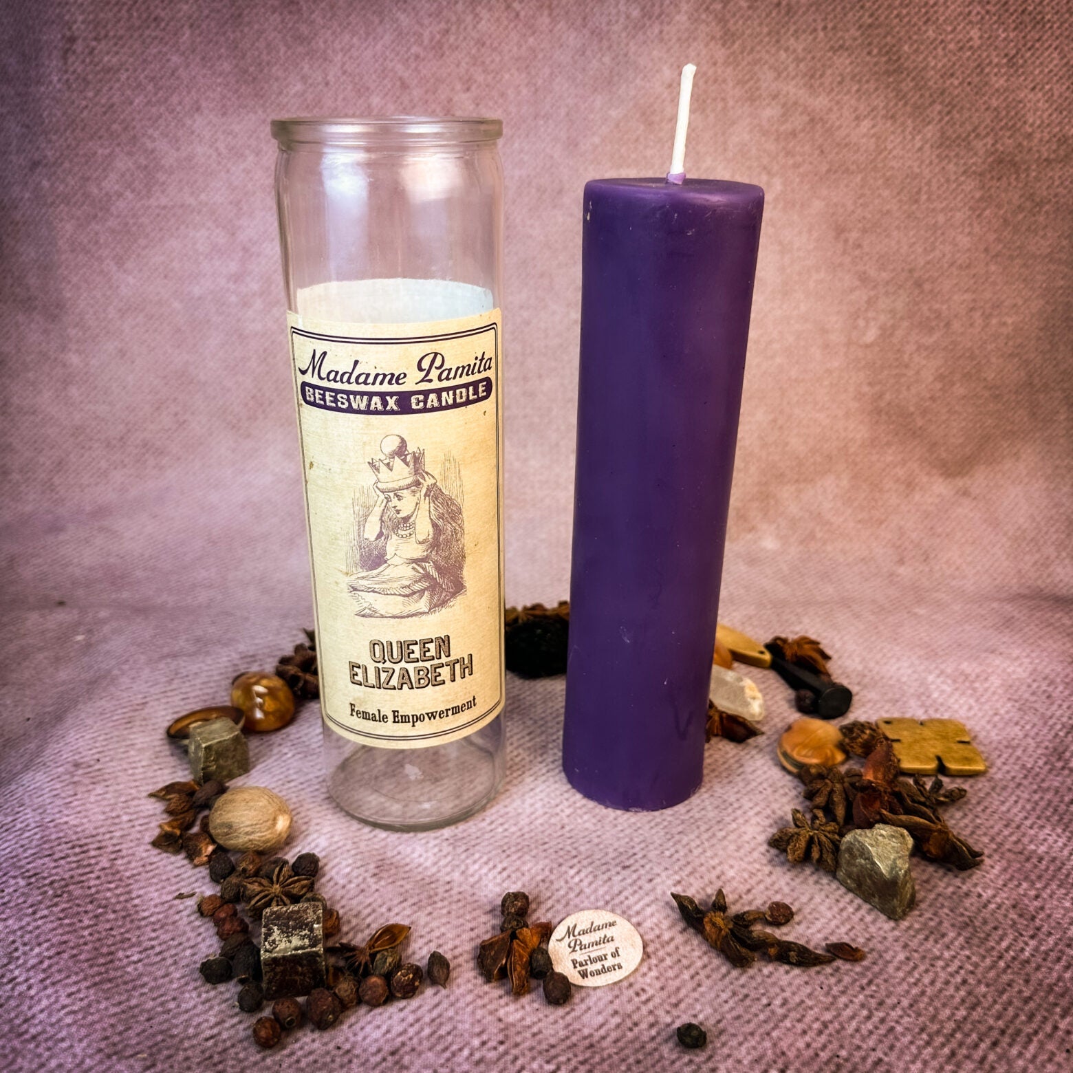 Madame Pamita Queen Elizabeth Beeswax Vigil Candle