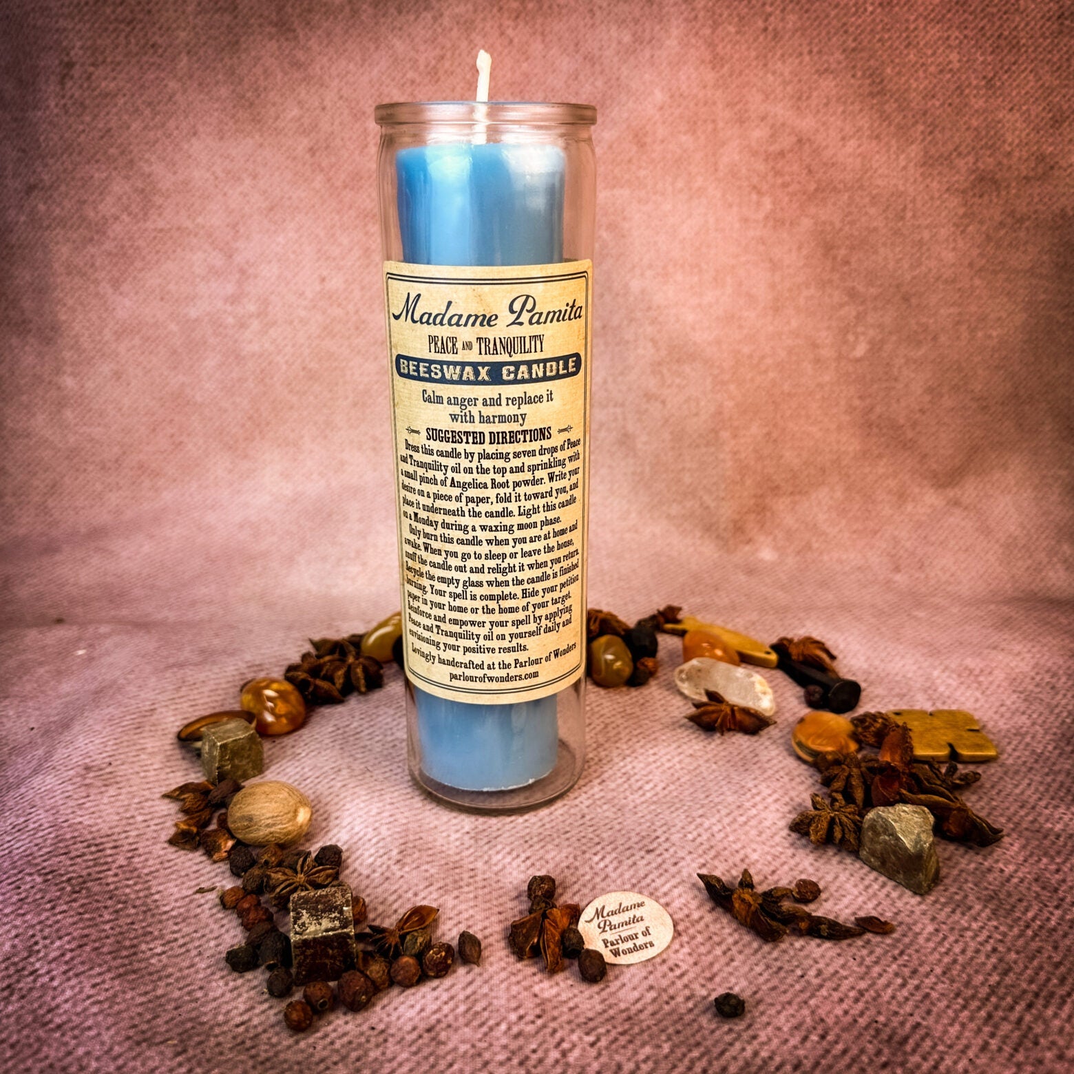 Madame Pamita Peace and Tranquility Beeswax Vigil Candle