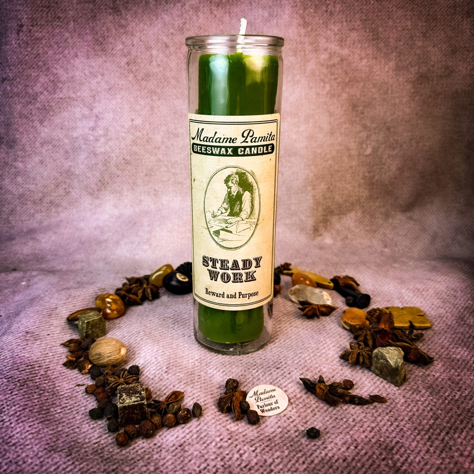 Madame Pamita Steady Work Beeswax Vigil Candle