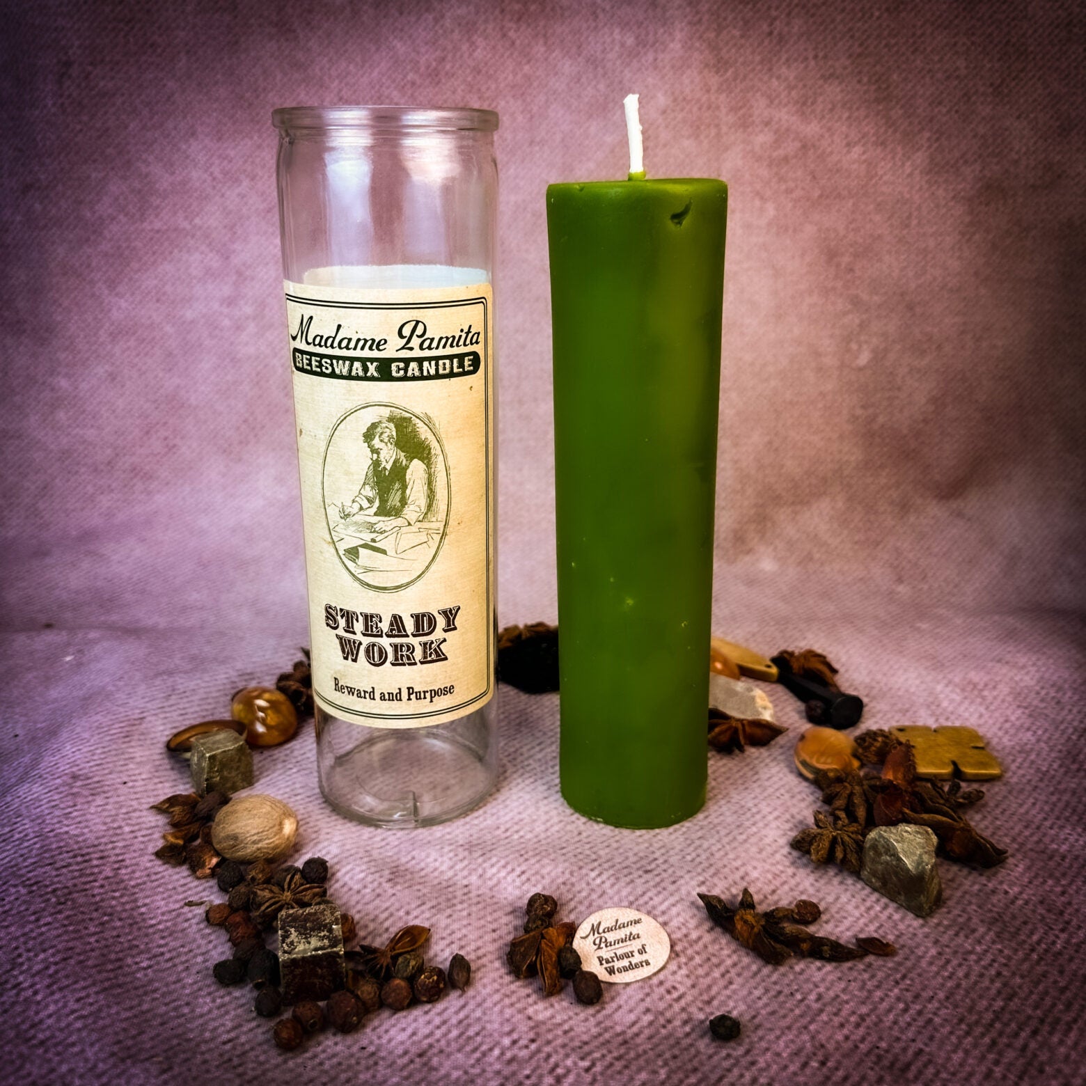 Madame Pamita Steady Work Beeswax Vigil Candle