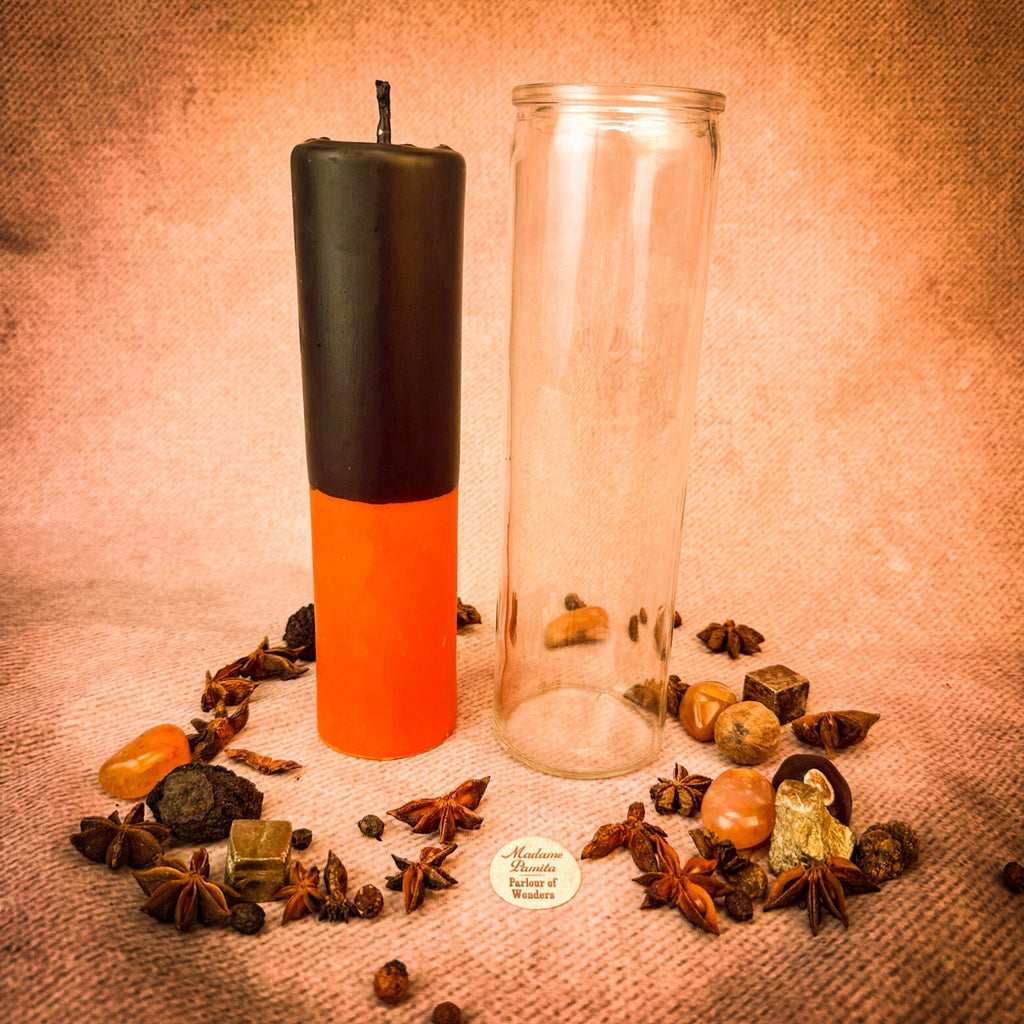 Orange Beeswax Reversing Vigil Candle and Vigil Refill