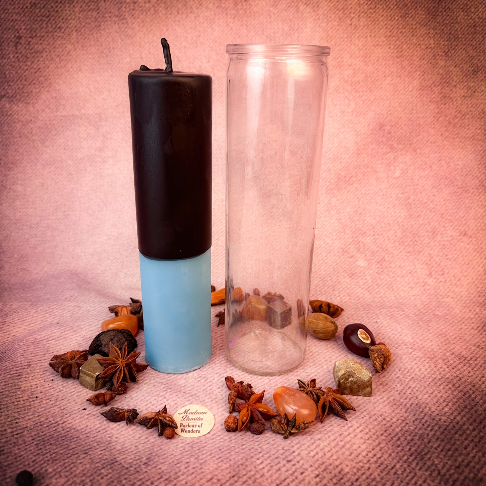 Blue Beeswax Reversing Vigil Candle and Vigil Refill