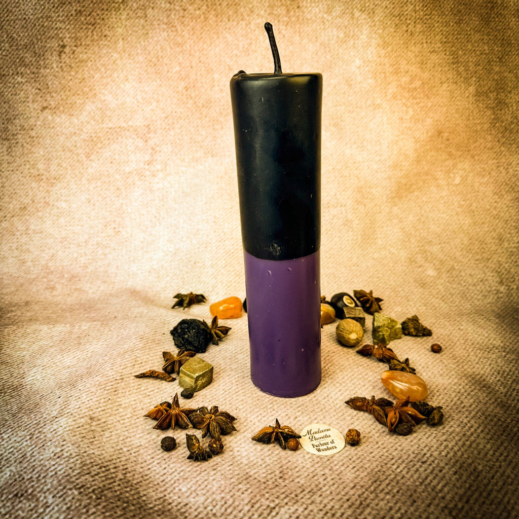Purple Beeswax Reversing Vigil Candle and Vigil Refill