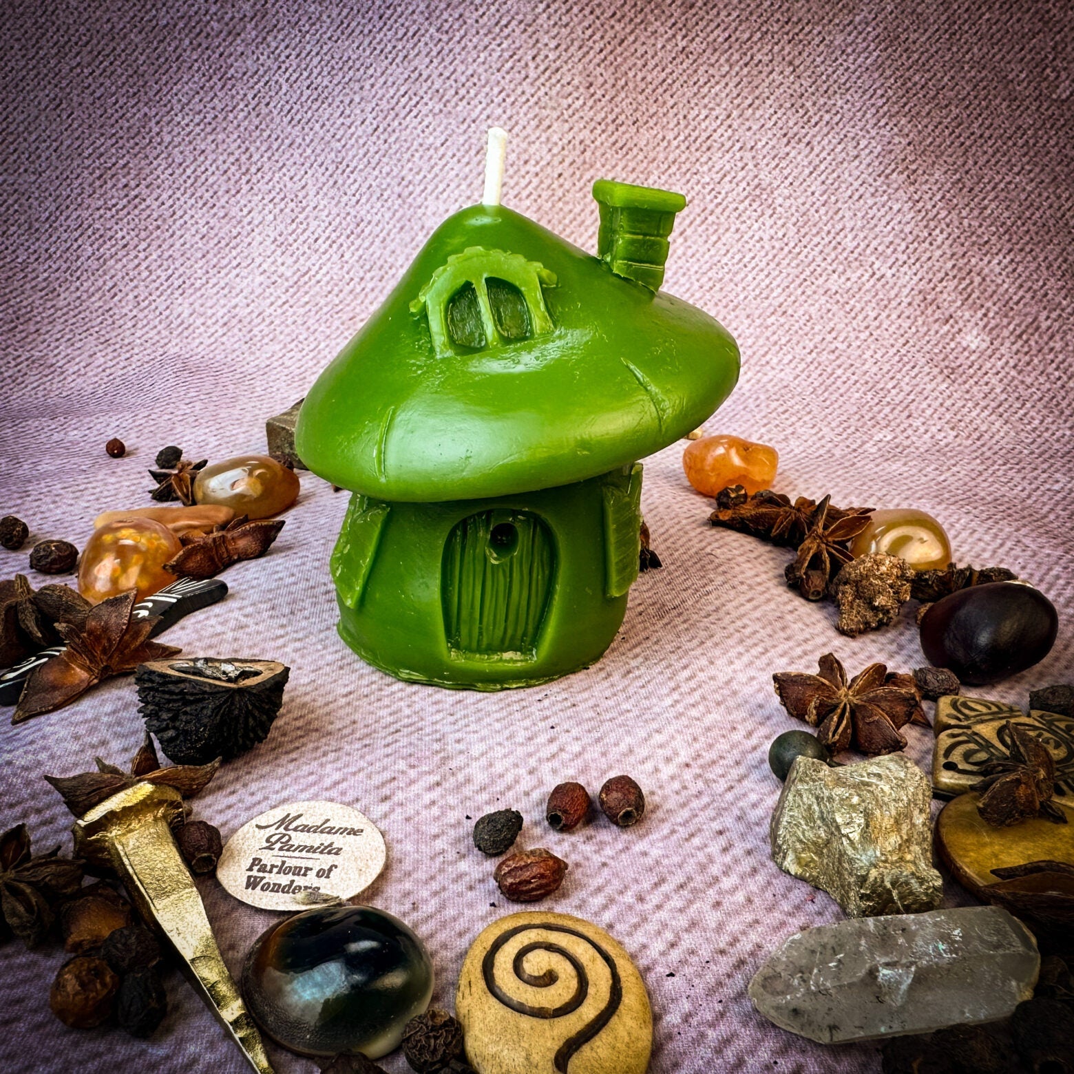Mushroom Fairy Hut Cozy Home Candle Spell Kit - Sanctuary & Blessing Magic