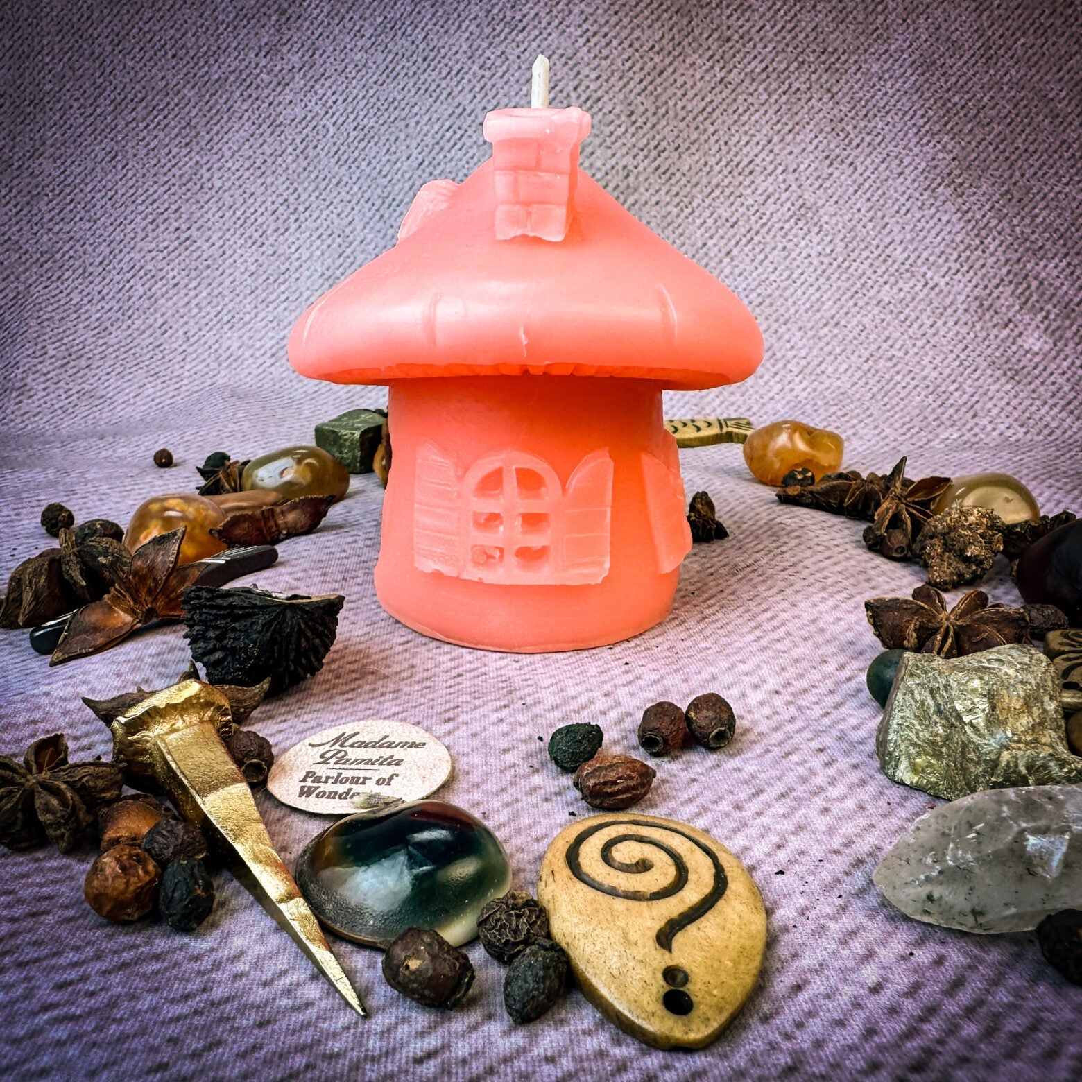 Mushroom Fairy Hut Cozy Home Candle Spell Kit - Sanctuary & Blessing Magic