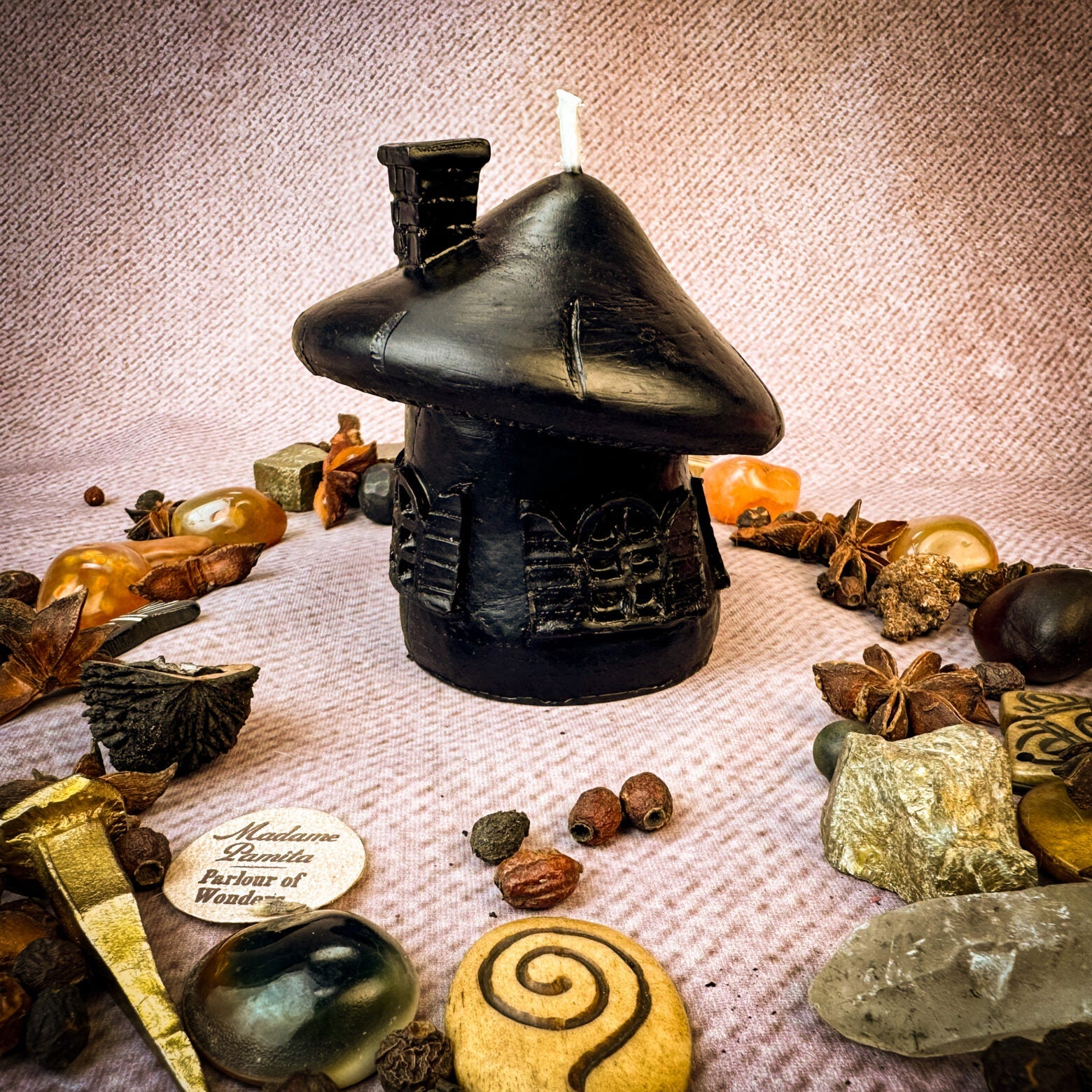 Mushroom Fairy Hut Cozy Home Candle Spell Kit - Sanctuary & Blessing Magic