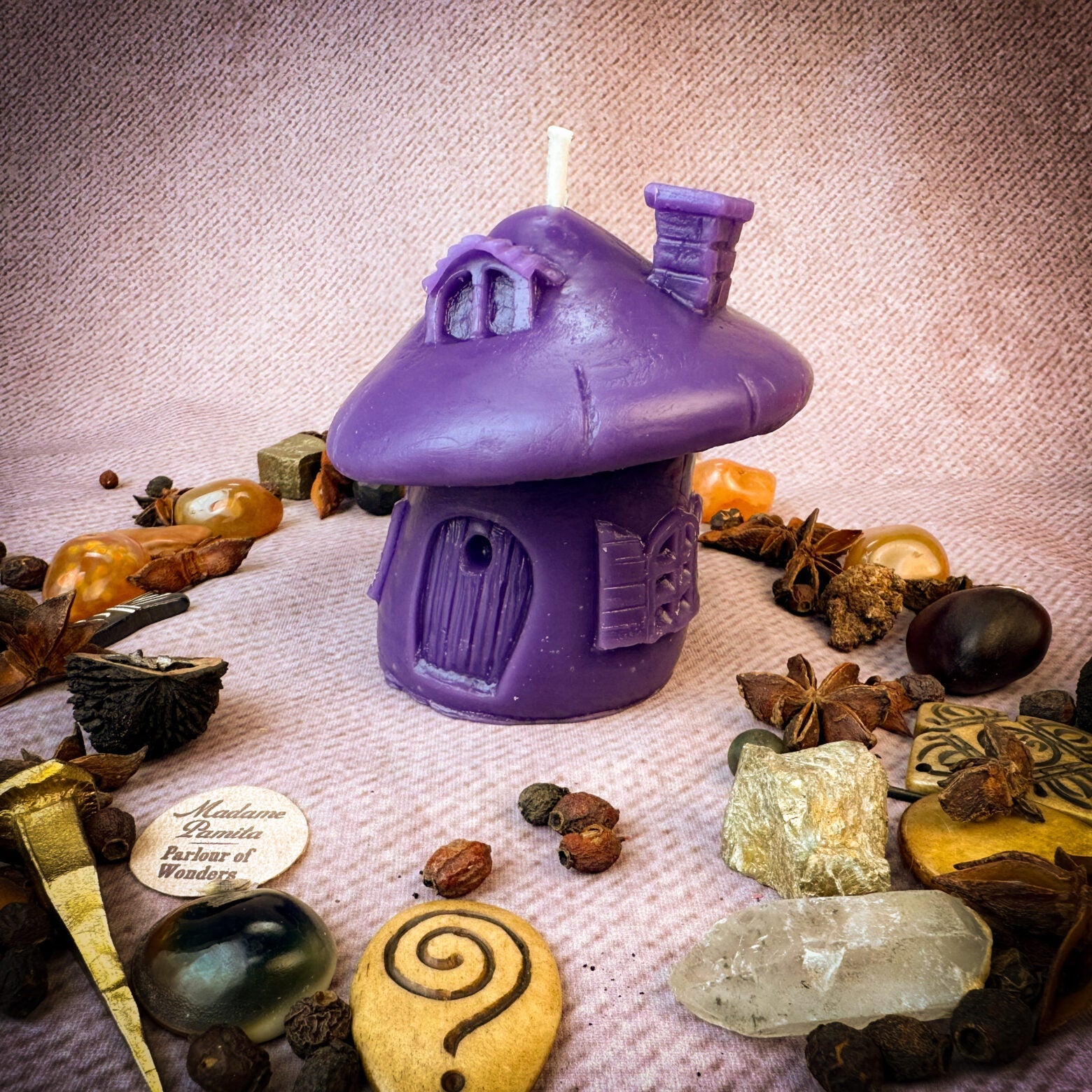 Mushroom Fairy Hut Cozy Home Candle Spell Kit - Sanctuary & Blessing Magic