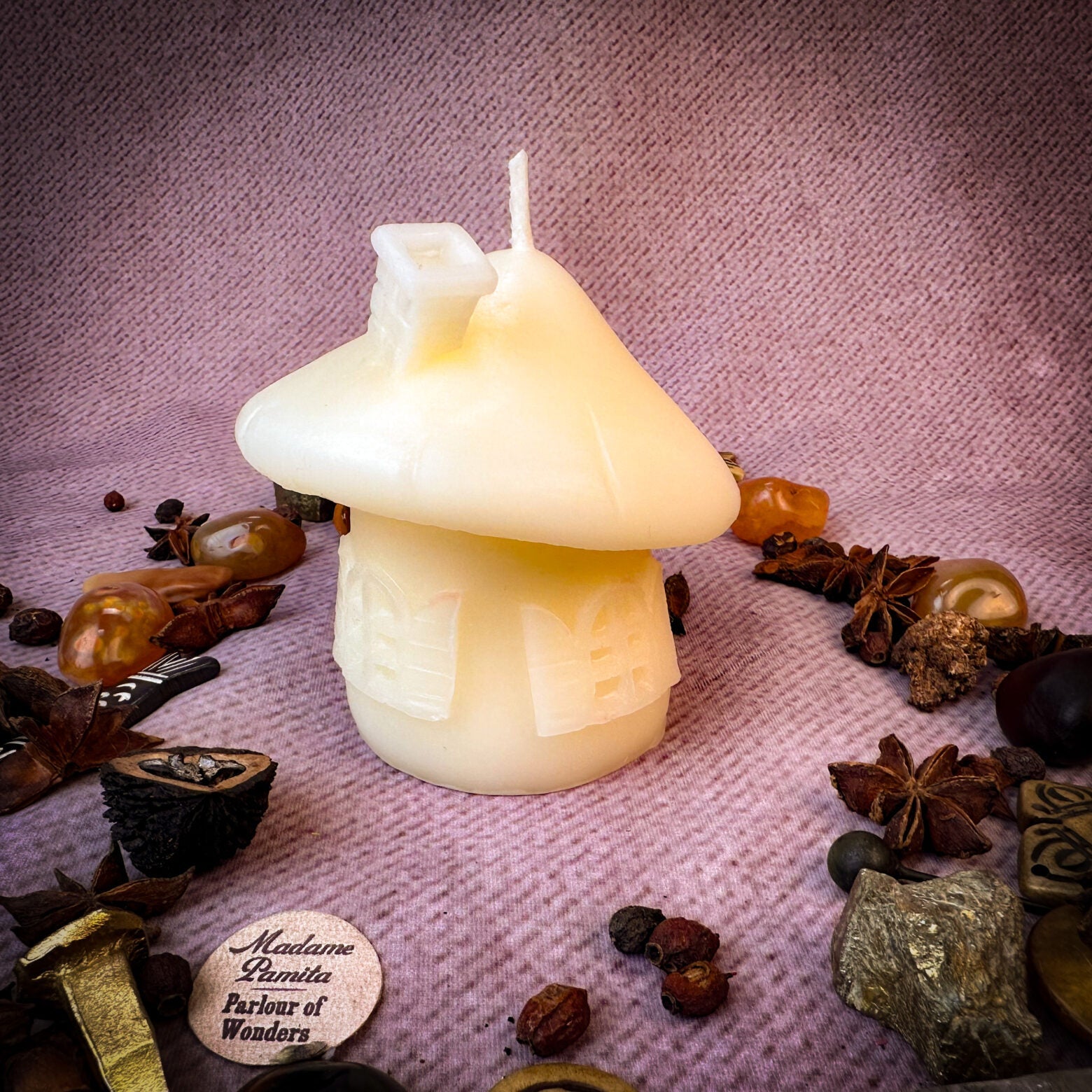 Mushroom Fairy Hut Cozy Home Candle Spell Kit - Sanctuary & Blessing Magic