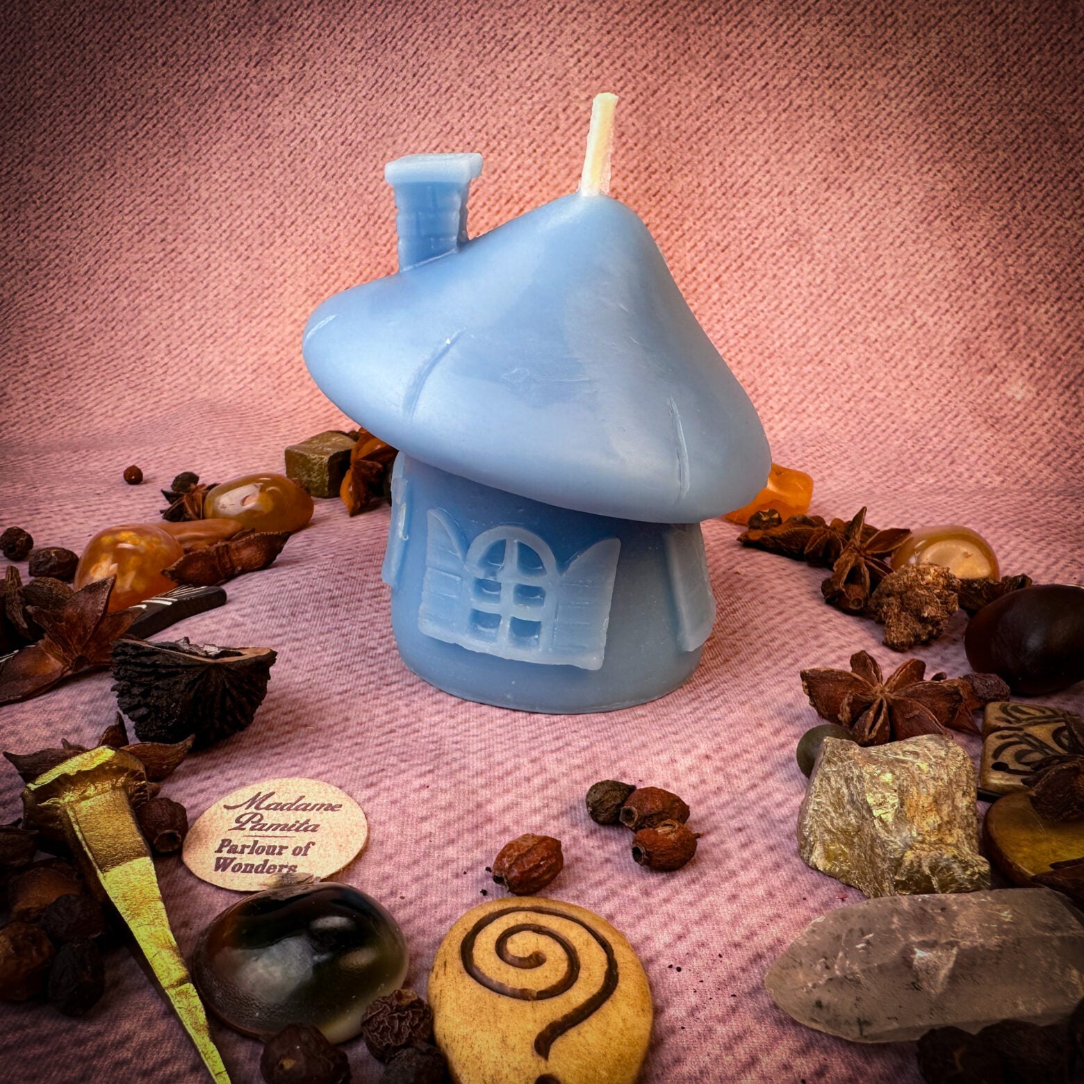 Mushroom Fairy Hut Cozy Home Candle Spell Kit - Sanctuary & Blessing Magic