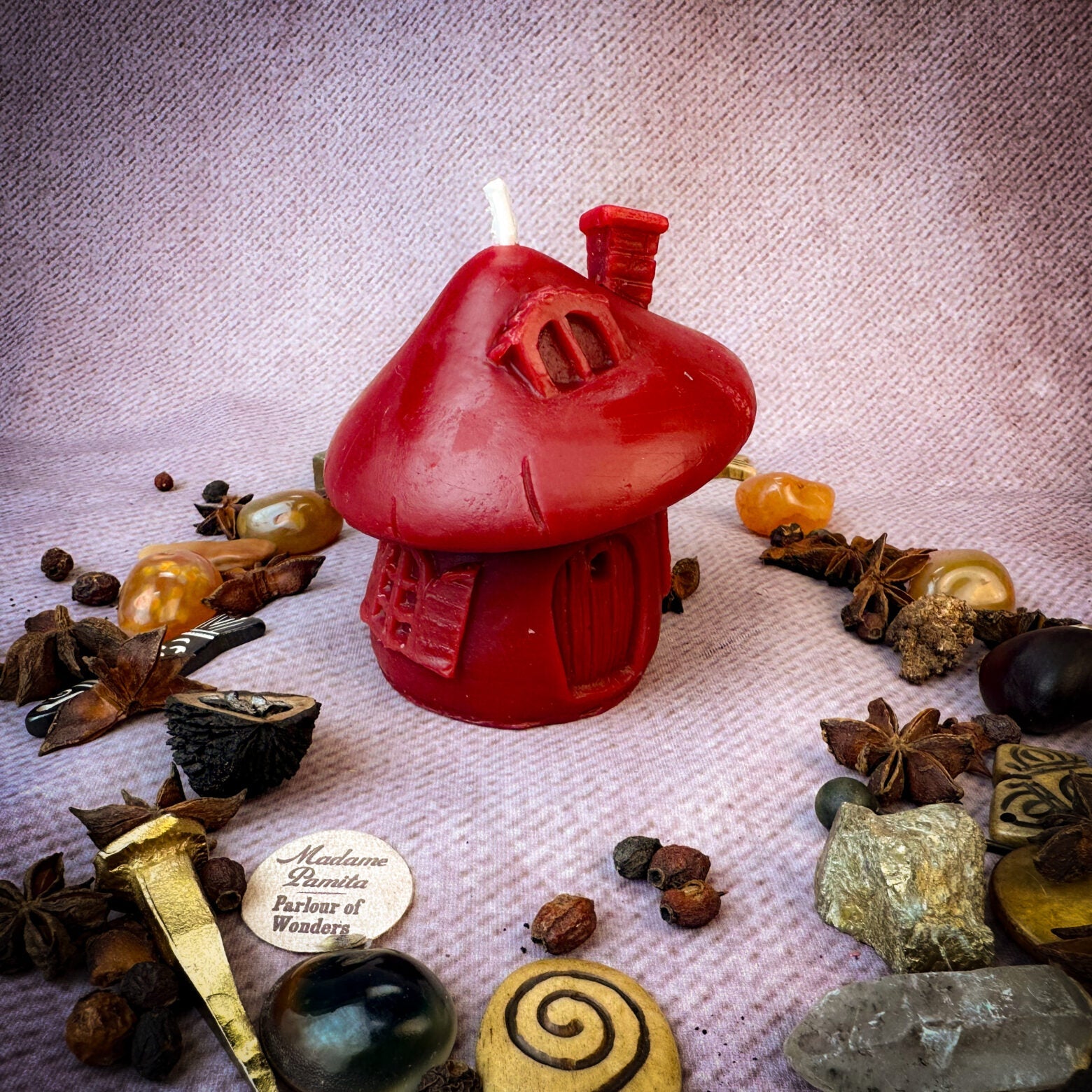 Mushroom Fairy Hut Cozy Home Candle Spell Kit - Sanctuary & Blessing Magic