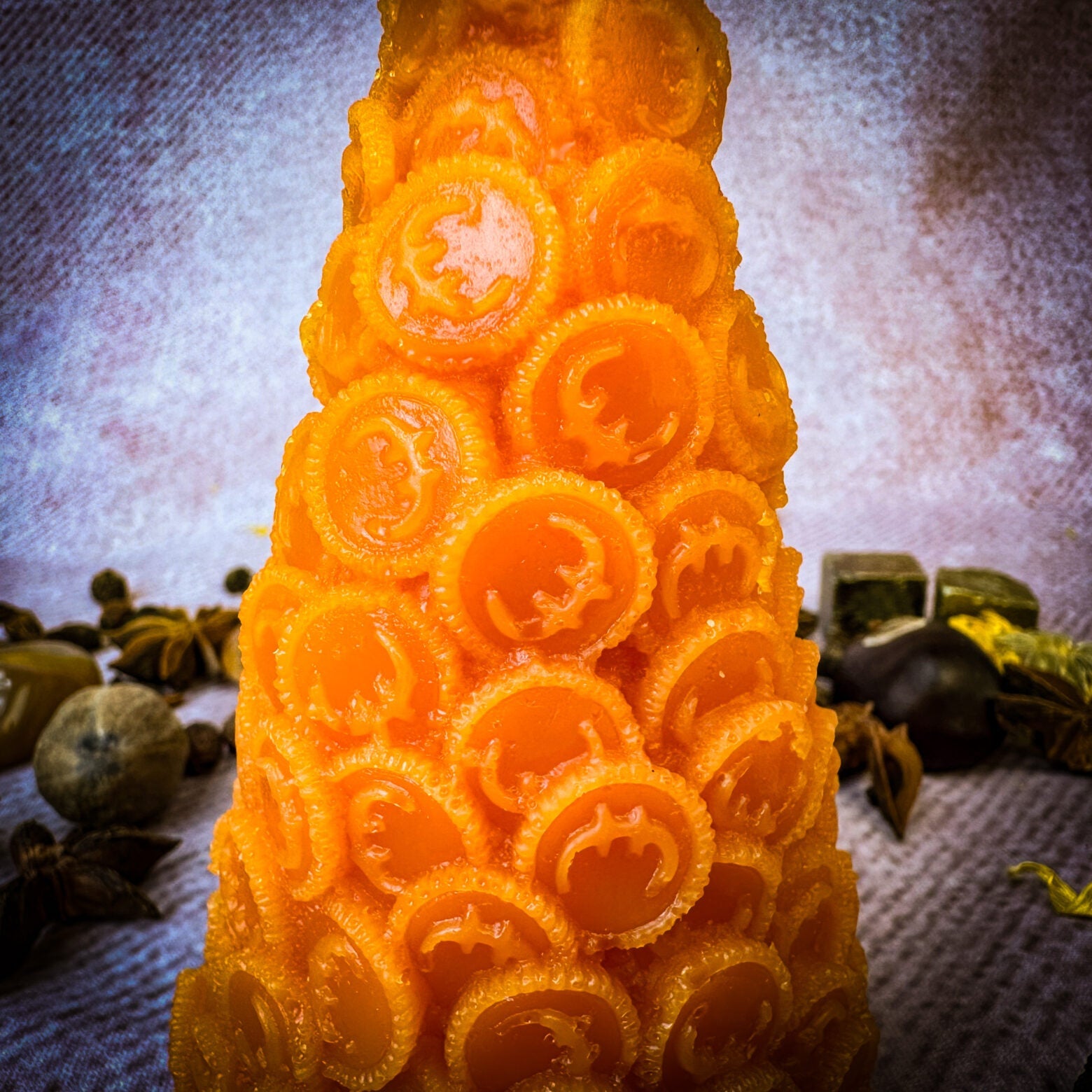 Beeswax Cone of Coins Spell Candle