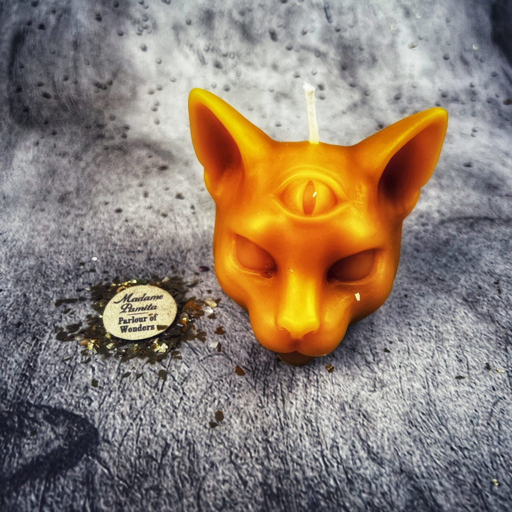 Beeswax Psychic Cat Spell Candle