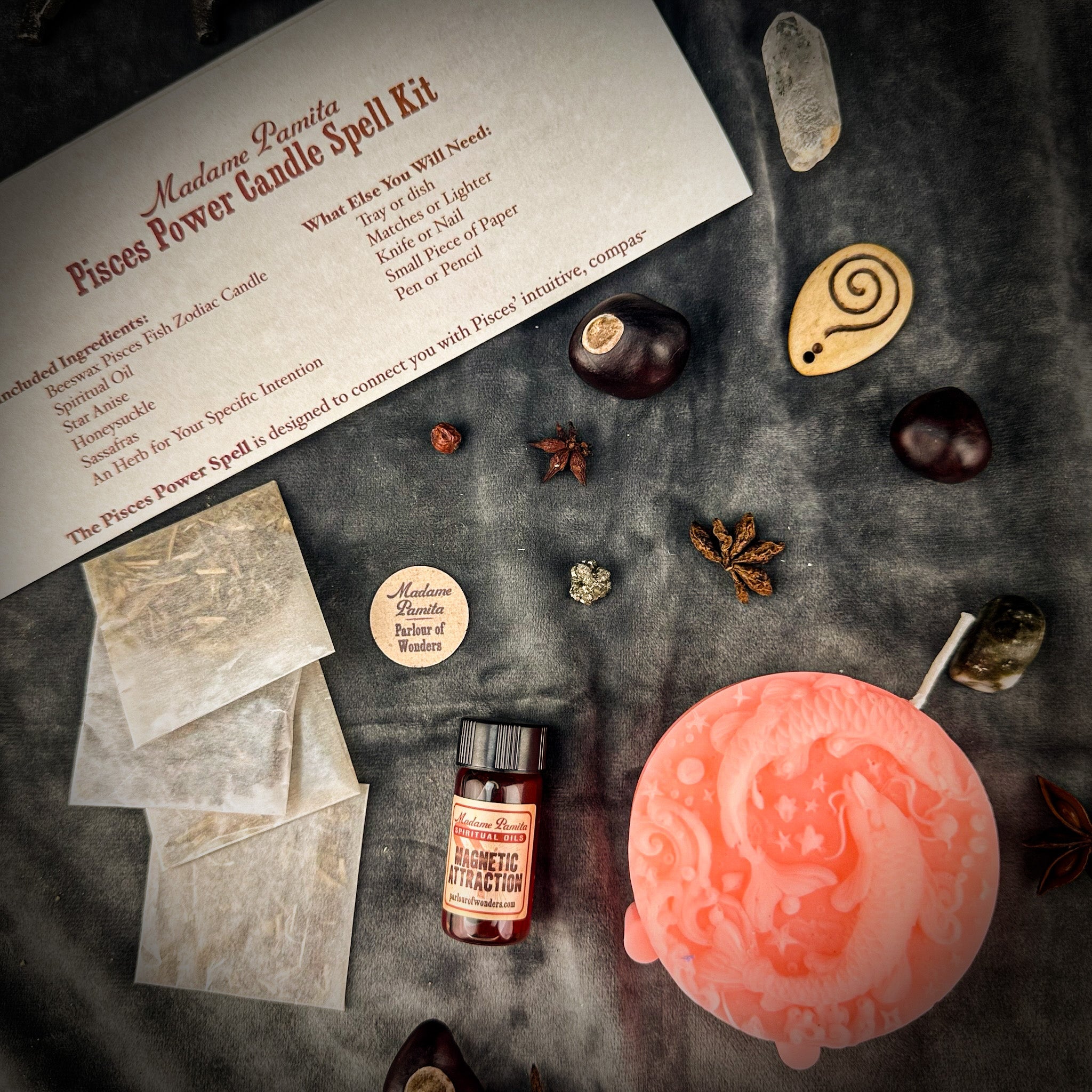 Pisces Power Candle Spell Kit - Intuition, Compassion & Dreams Magic