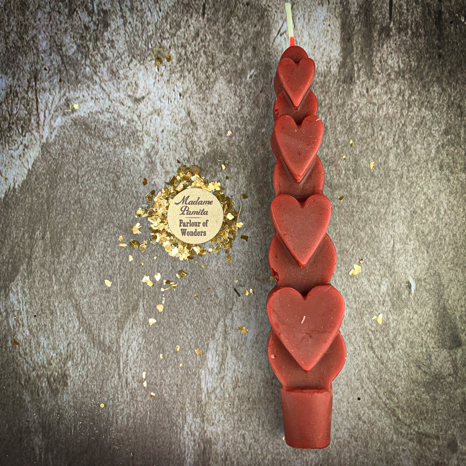 Beeswax Love Spell Heart Taper Candle