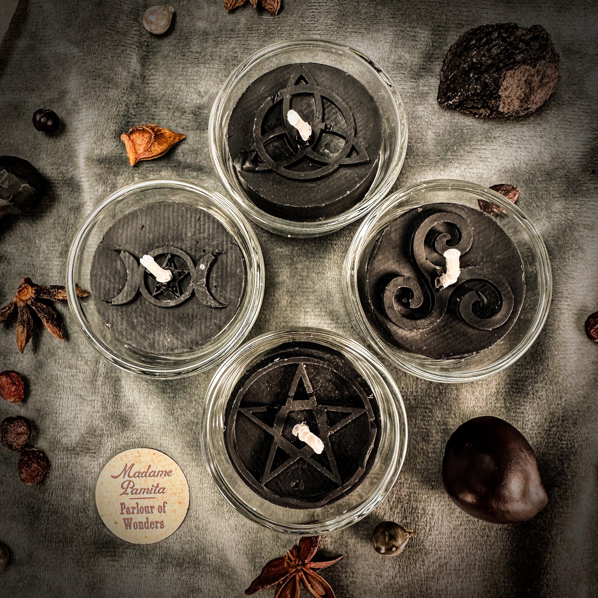 Sacred Symbols Beeswax Tea Light Set