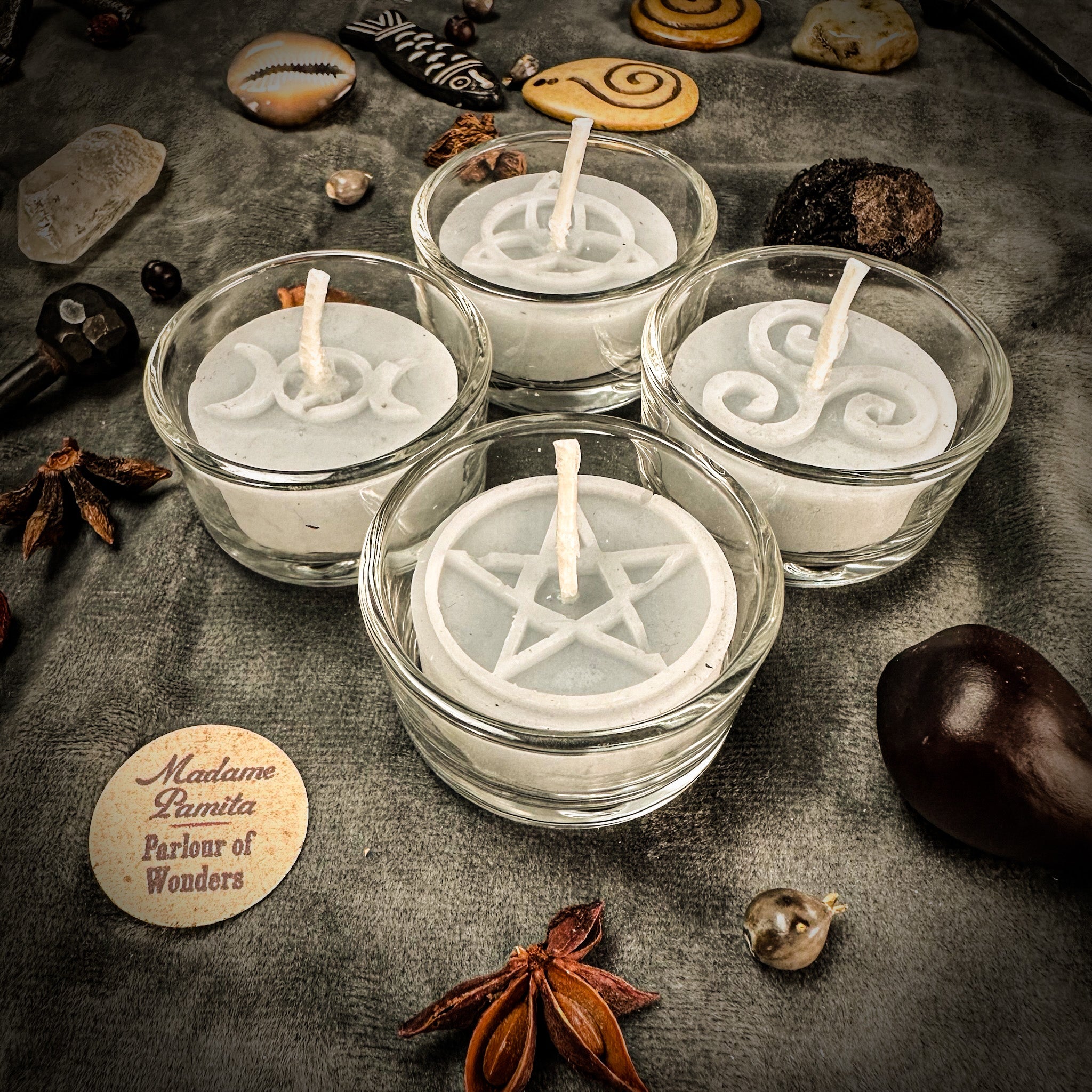 Sacred Symbols Beeswax Tea Light Set