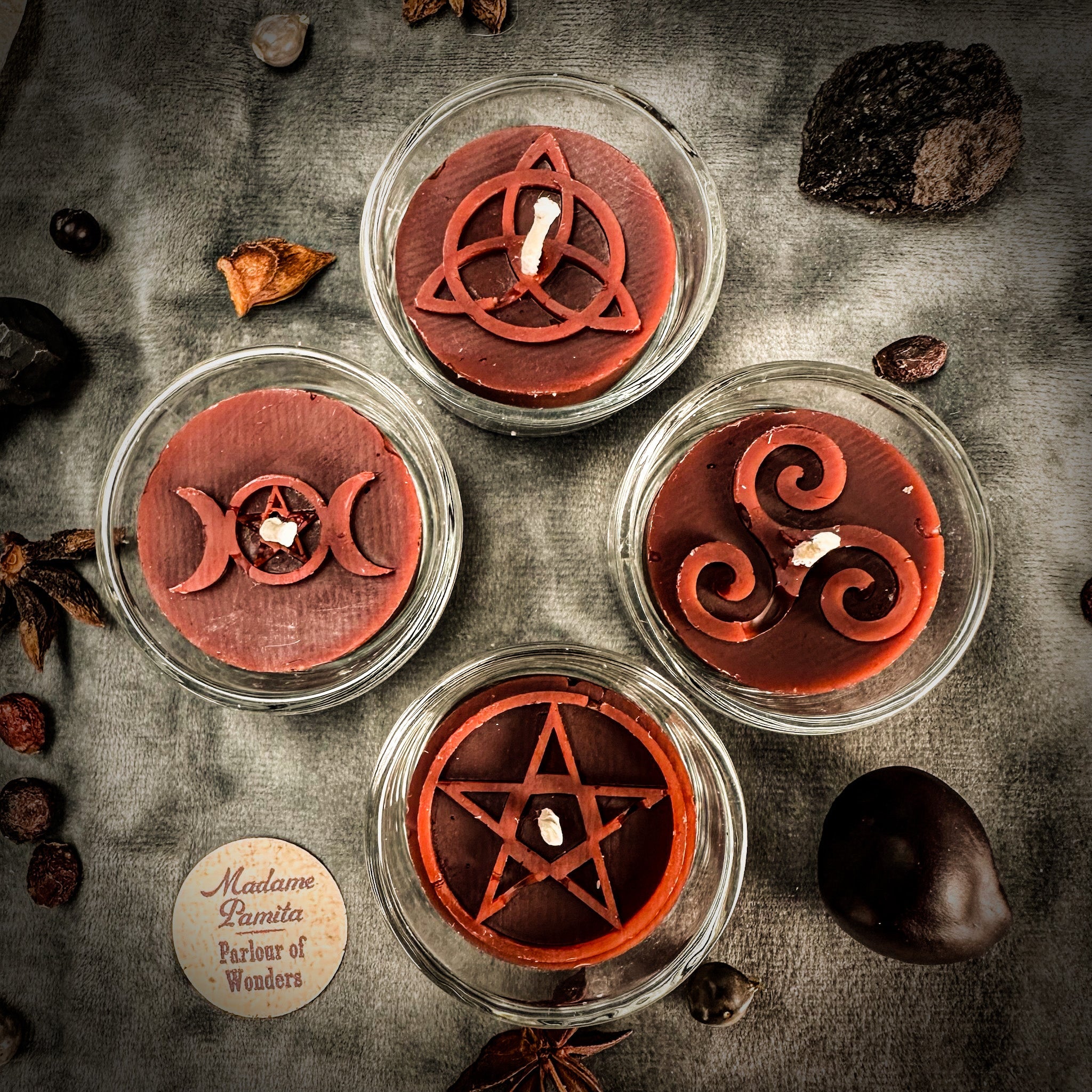 Sacred Symbols Beeswax Tea Light Set