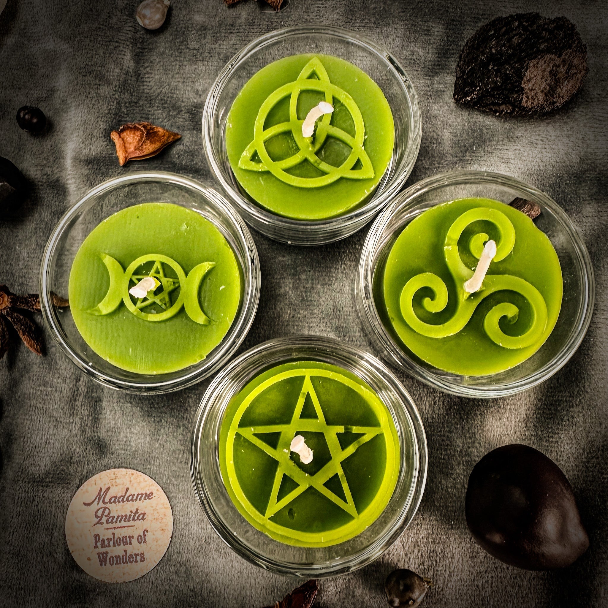 Sacred Symbols Beeswax Tea Light Set