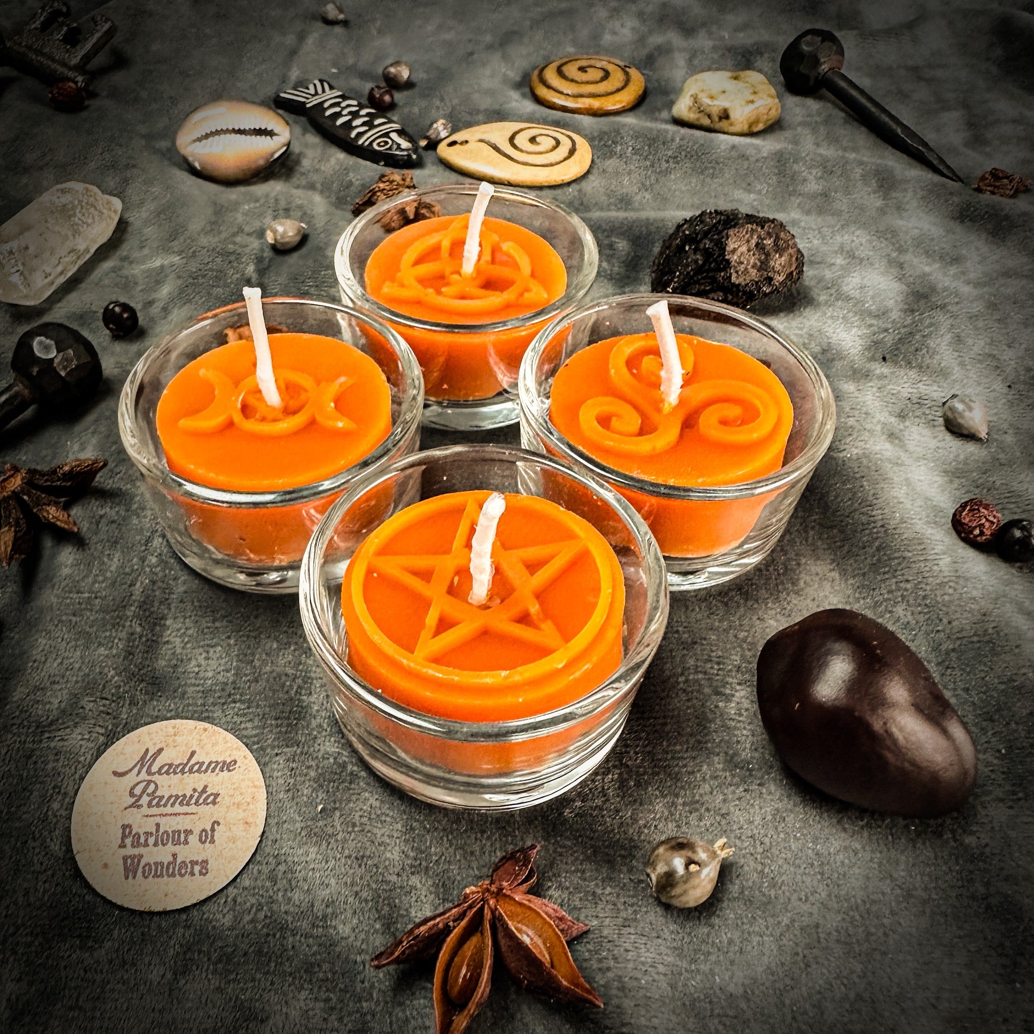Sacred Symbols Beeswax Tea Light Set