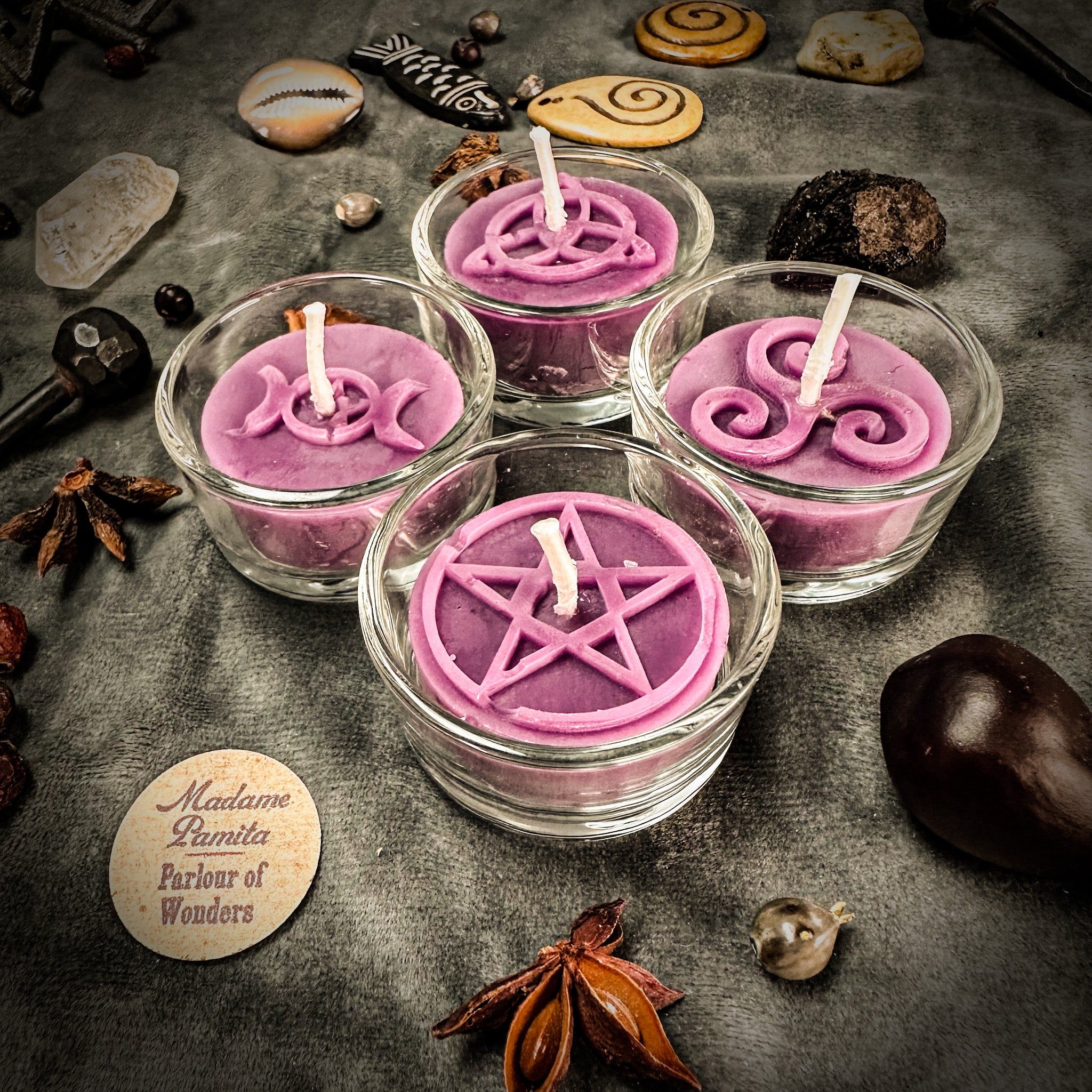 Sacred Symbols Beeswax Tea Light Set