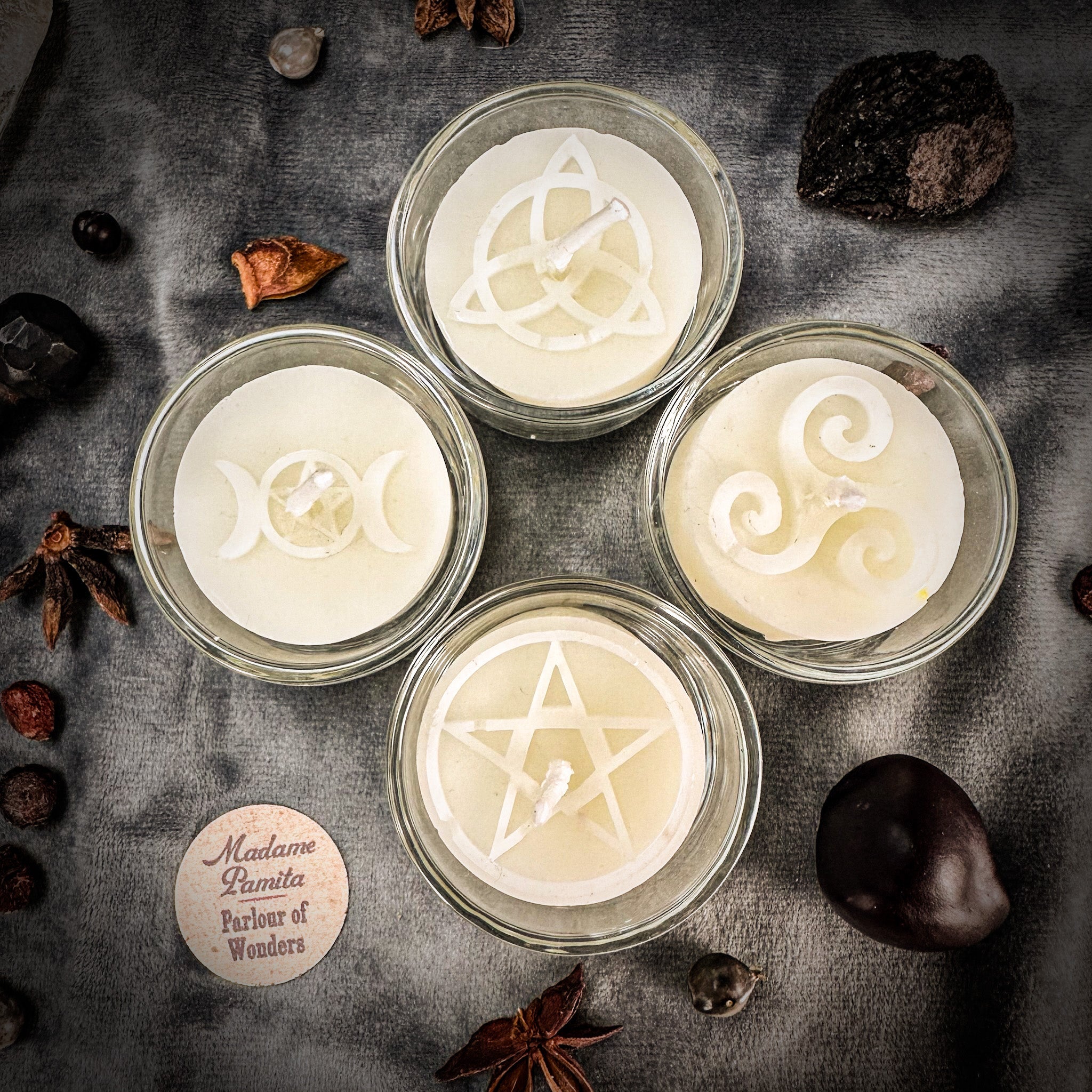 Sacred Symbols Beeswax Tea Light Set