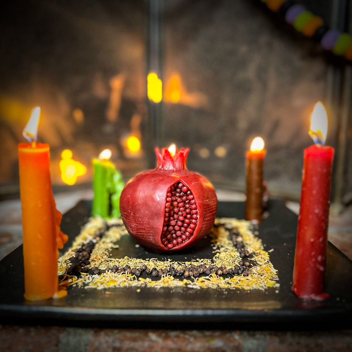 Black Stoneware Candle Spell Tray
