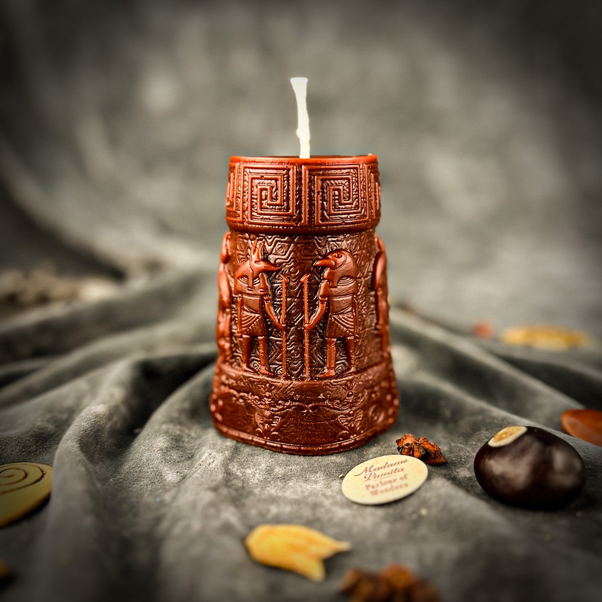 Beeswax Anubis and Horus Egyptian Pillar Spell Candle