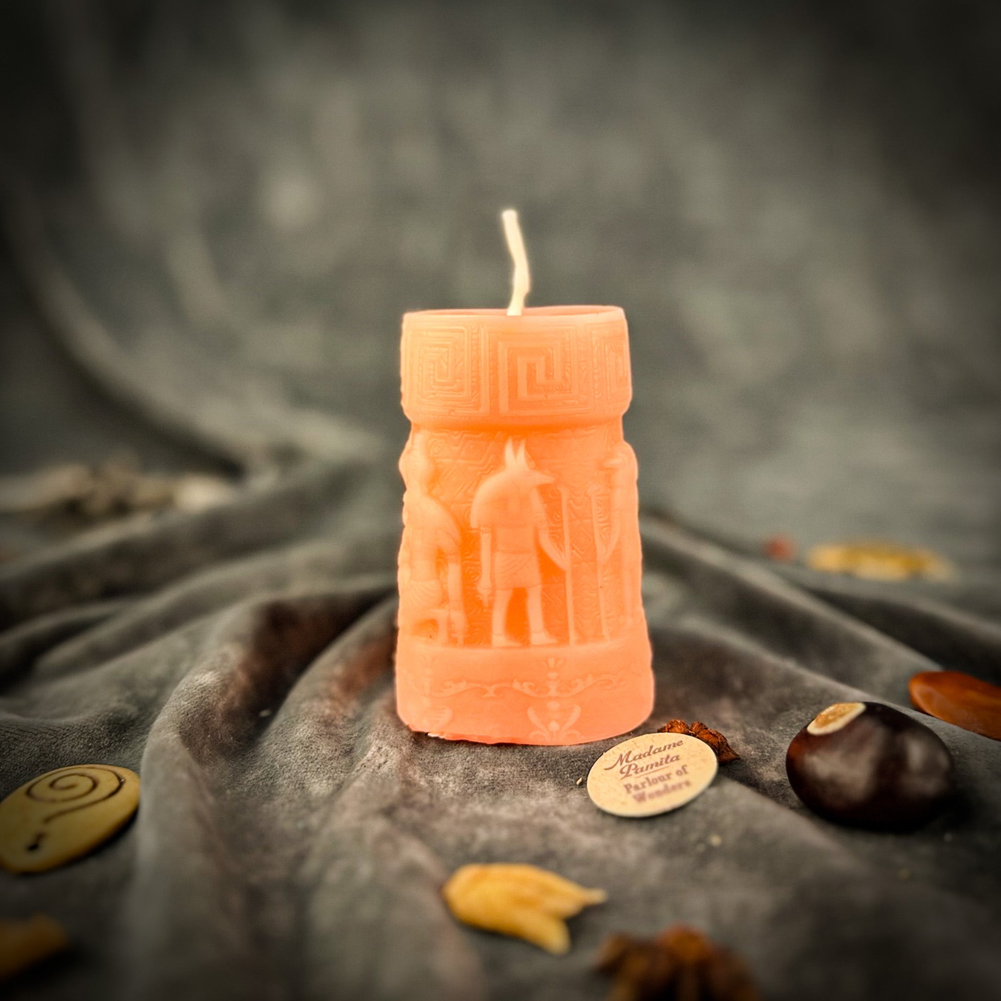 Beeswax Anubis and Horus Egyptian Pillar Spell Candle