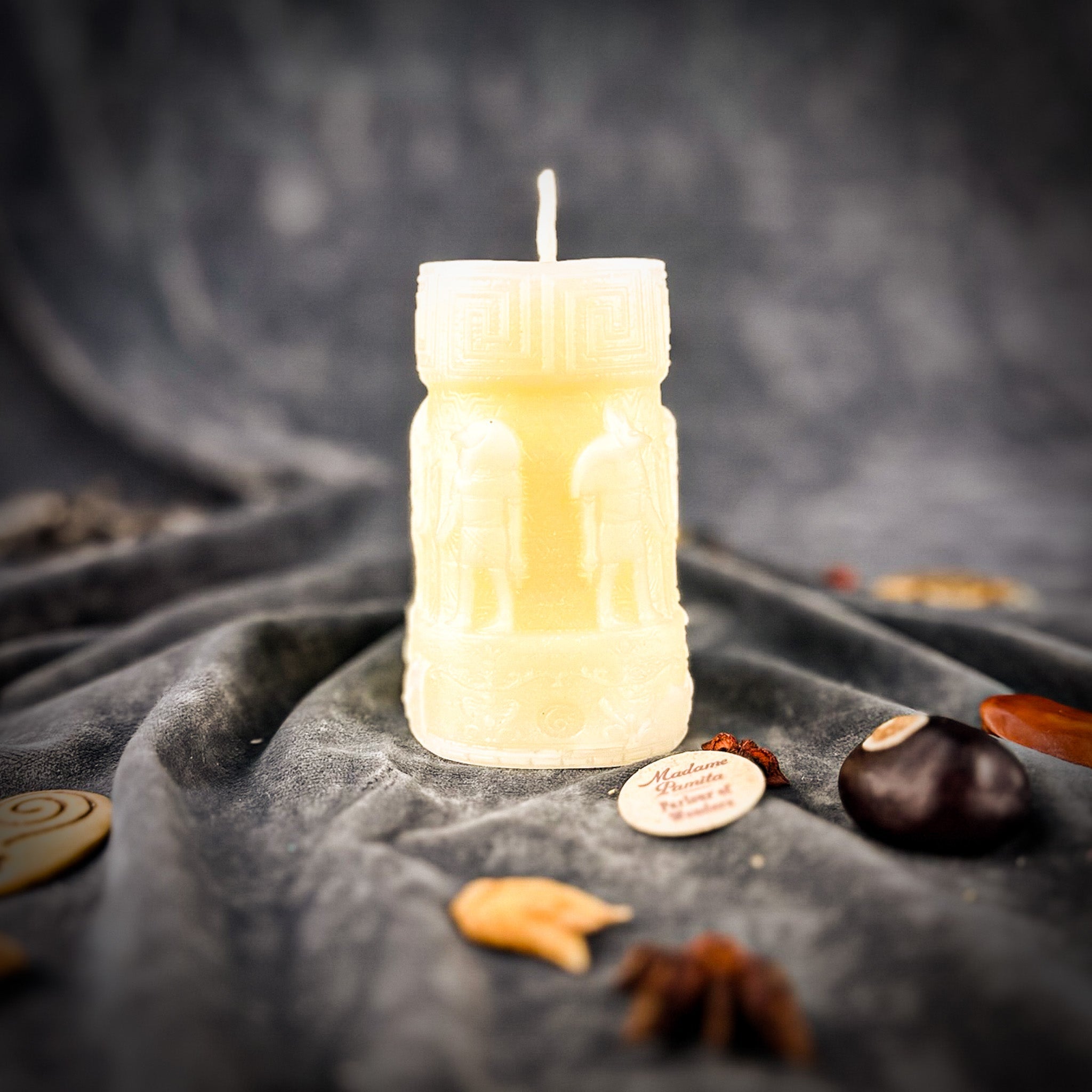 Beeswax Anubis and Horus Egyptian Pillar Spell Candle