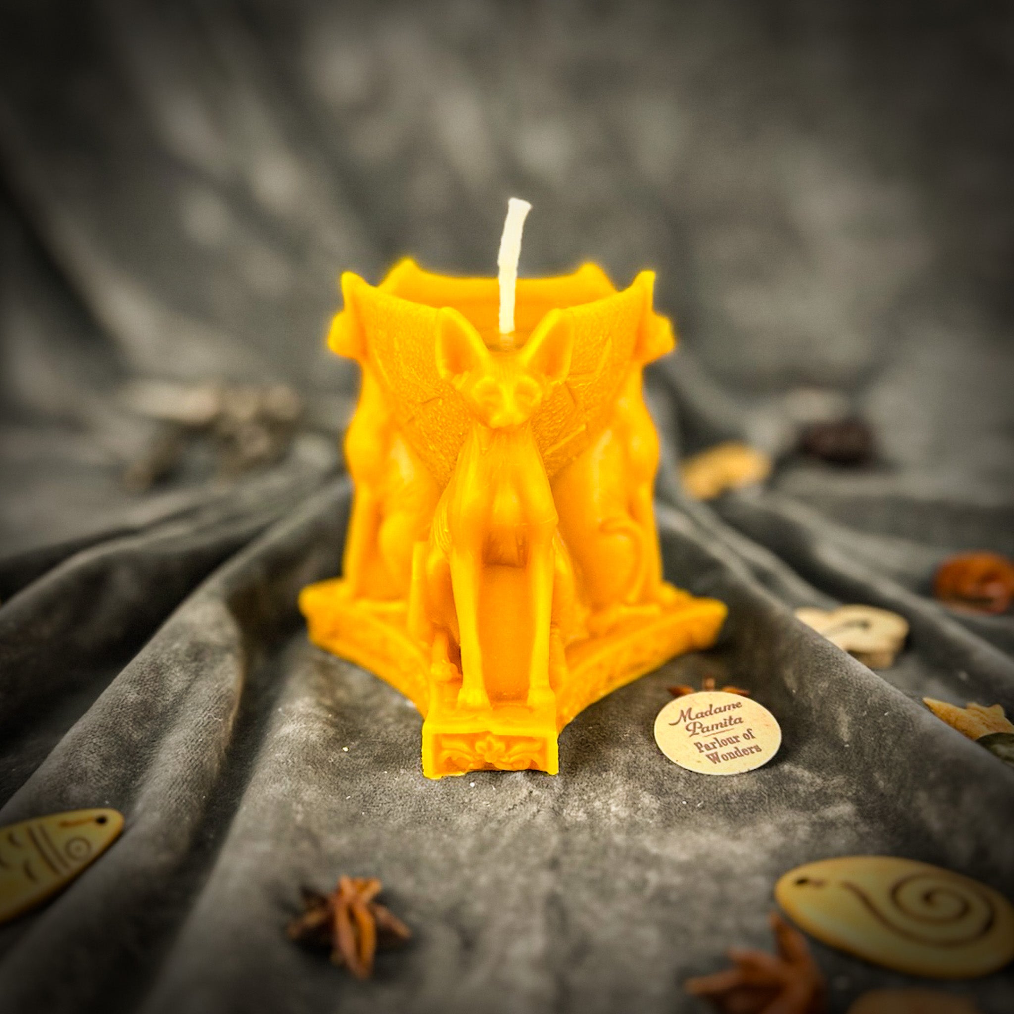 Beeswax Bastet Triple Protection Spell Candle