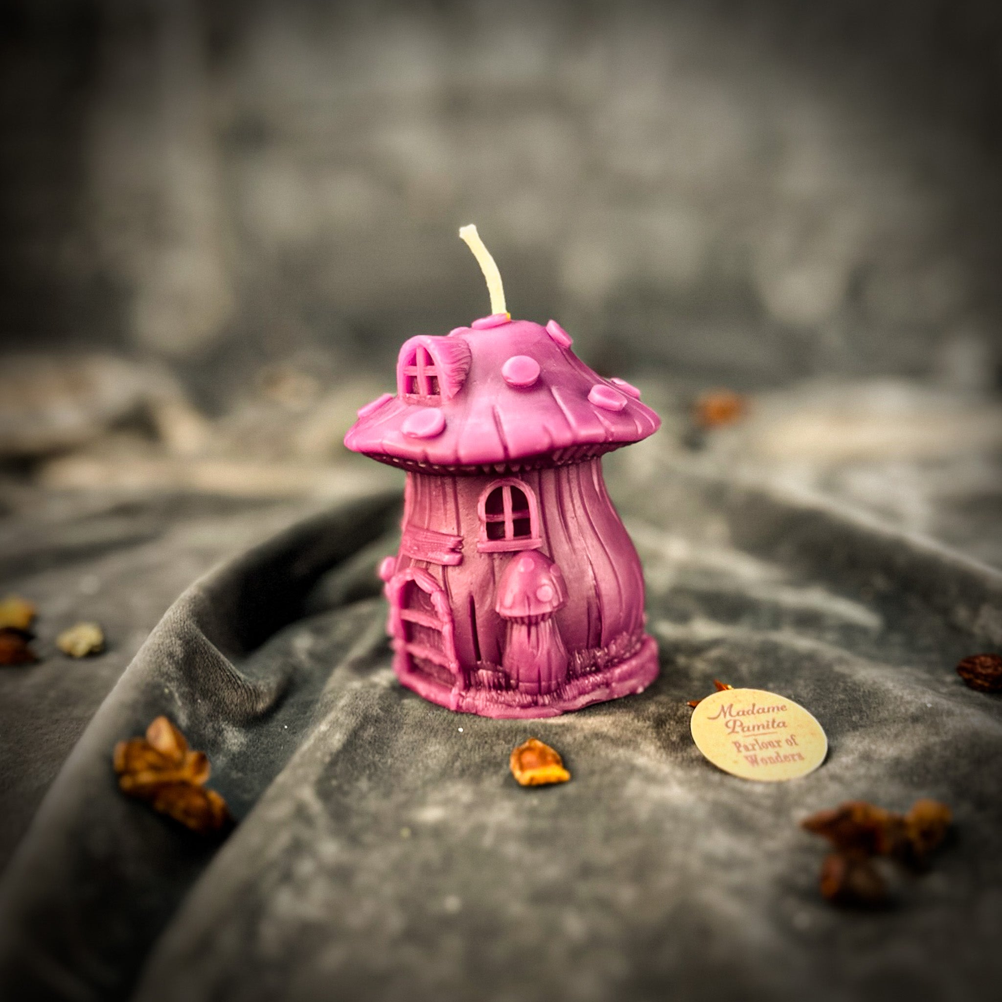 Beeswax Cleansing Mushroom Fairy Hut Spell Candle