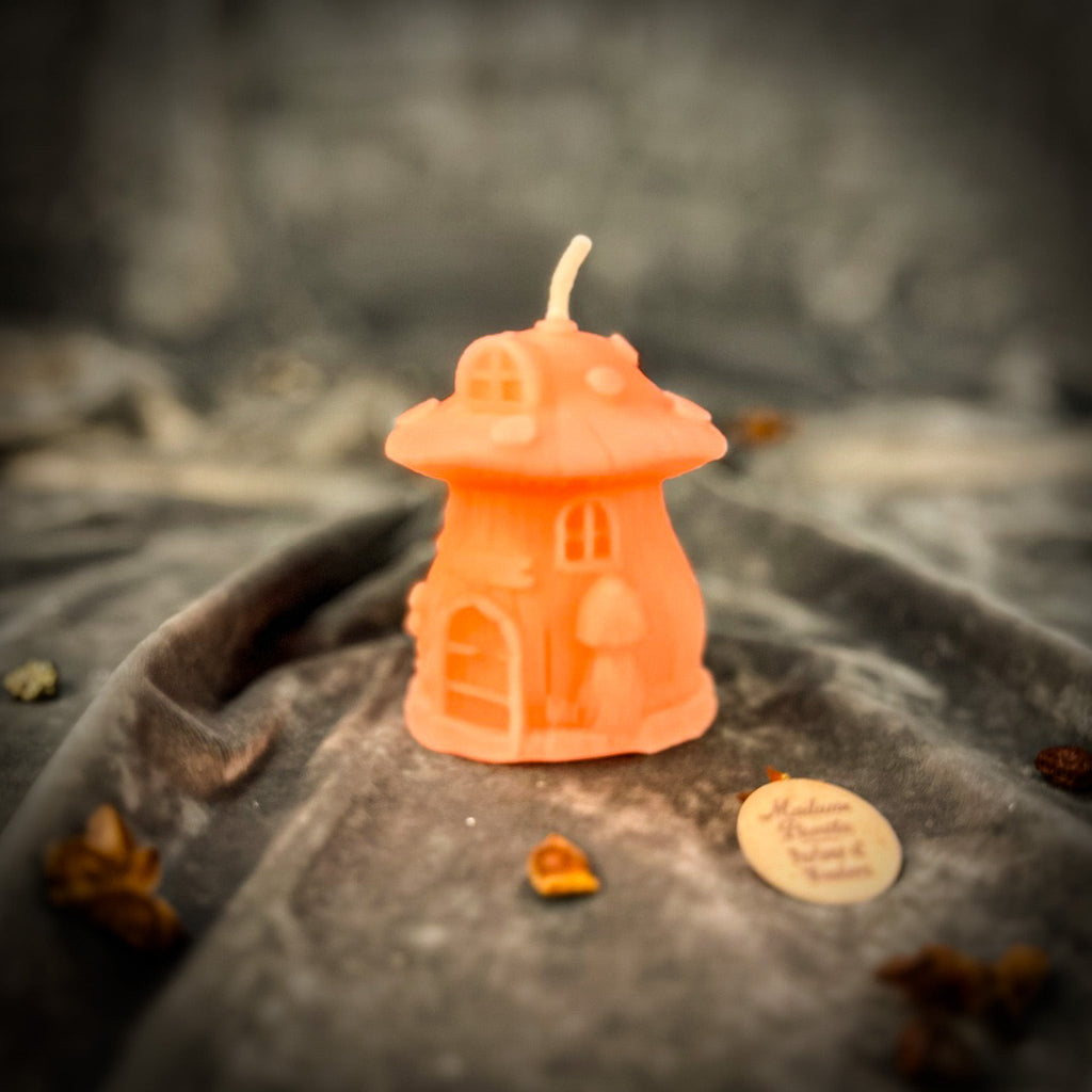 Beeswax Cleansing Mushroom Fairy Hut Spell Candle