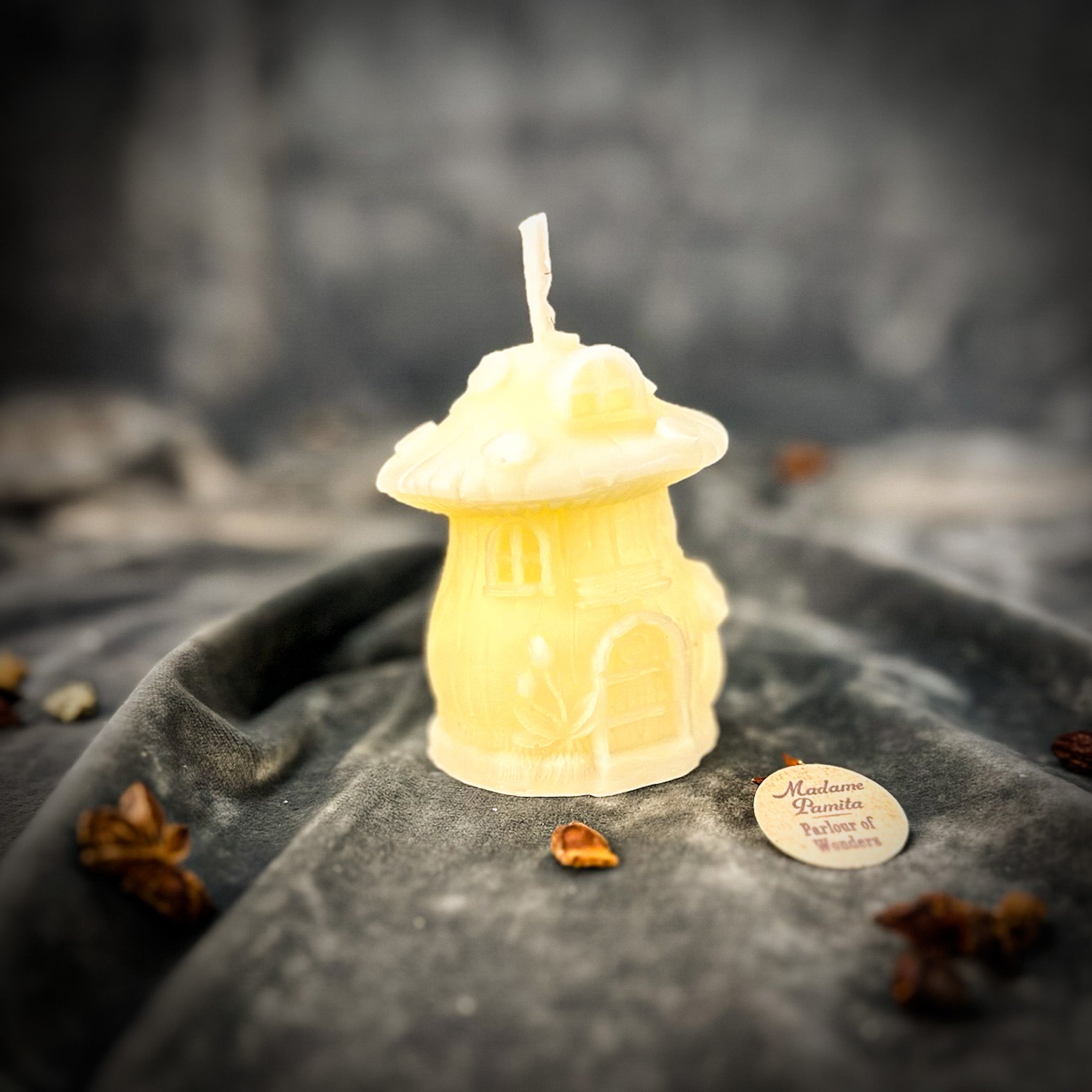 Beeswax Cleansing Mushroom Fairy Hut Spell Candle