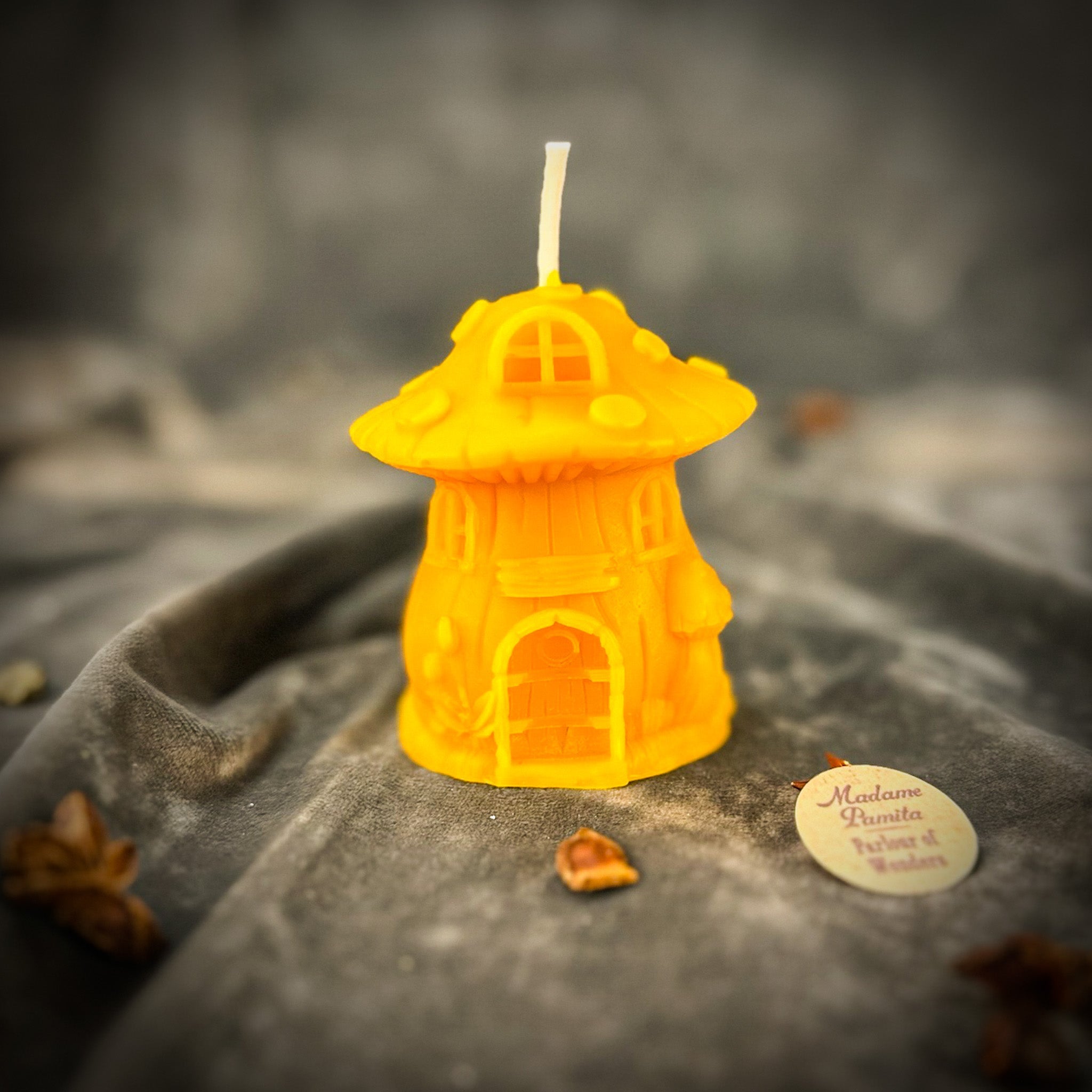 Beeswax Cleansing Mushroom Fairy Hut Spell Candle
