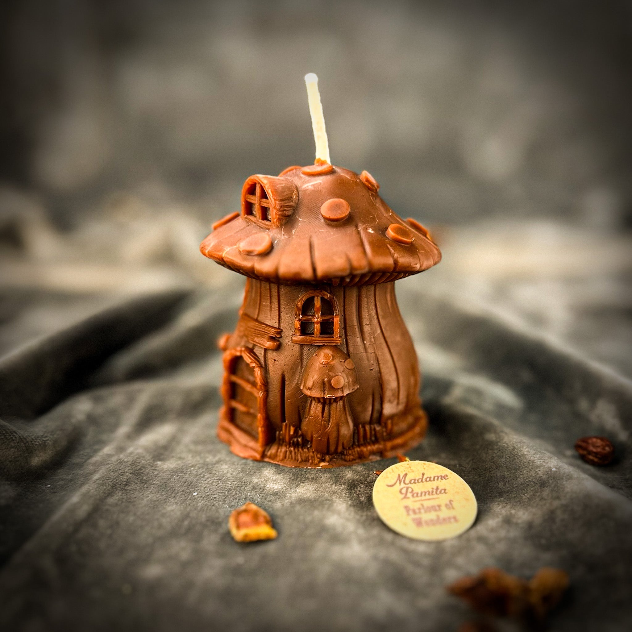 Beeswax Cleansing Mushroom Fairy Hut Spell Candle