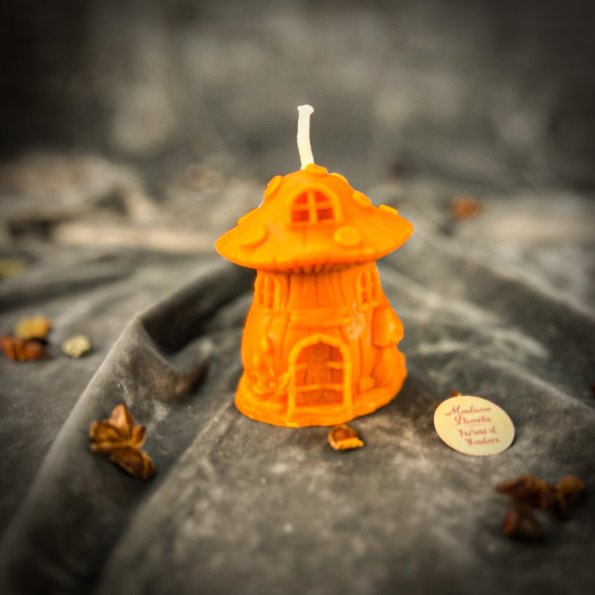 Beeswax Cleansing Mushroom Fairy Hut Spell Candle