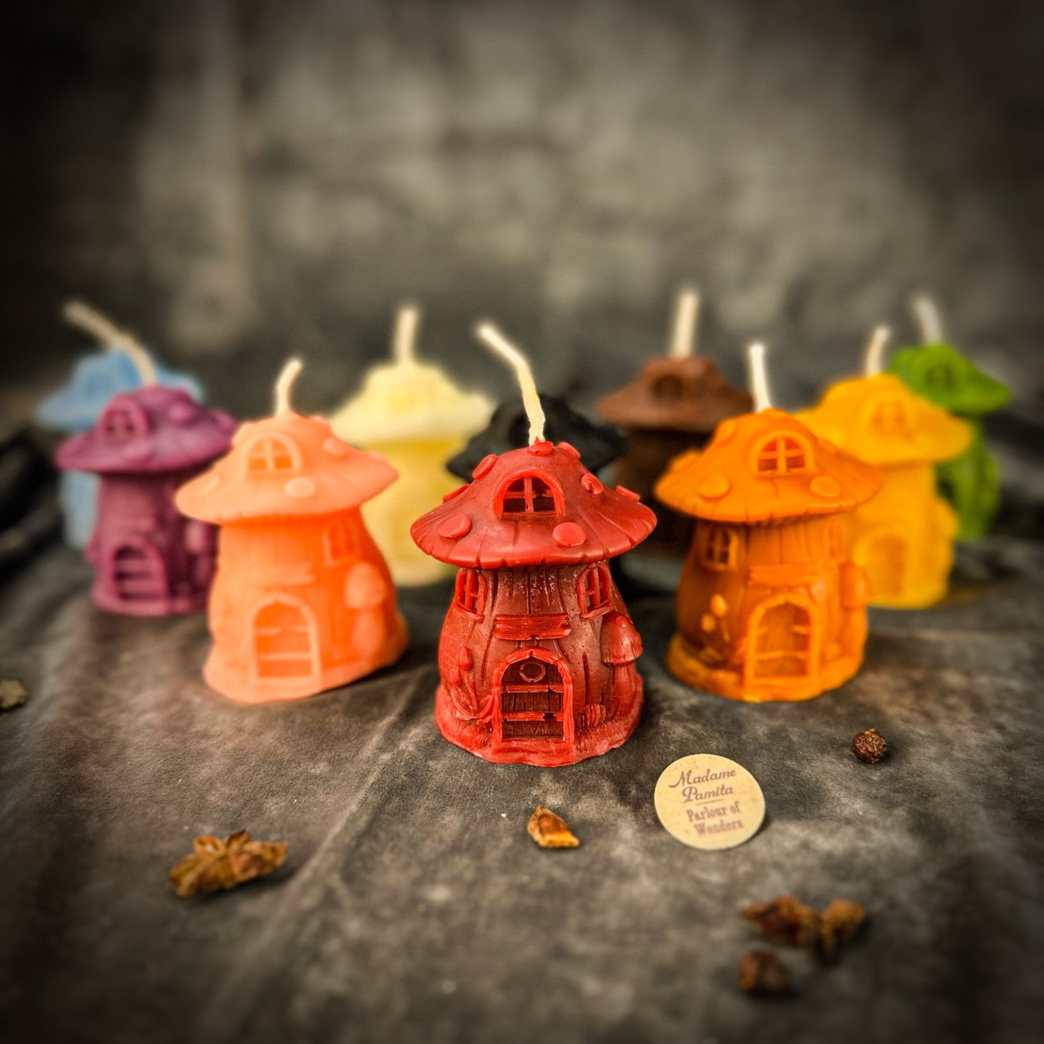 Beeswax Cleansing Mushroom Fairy Hut Spell Candle