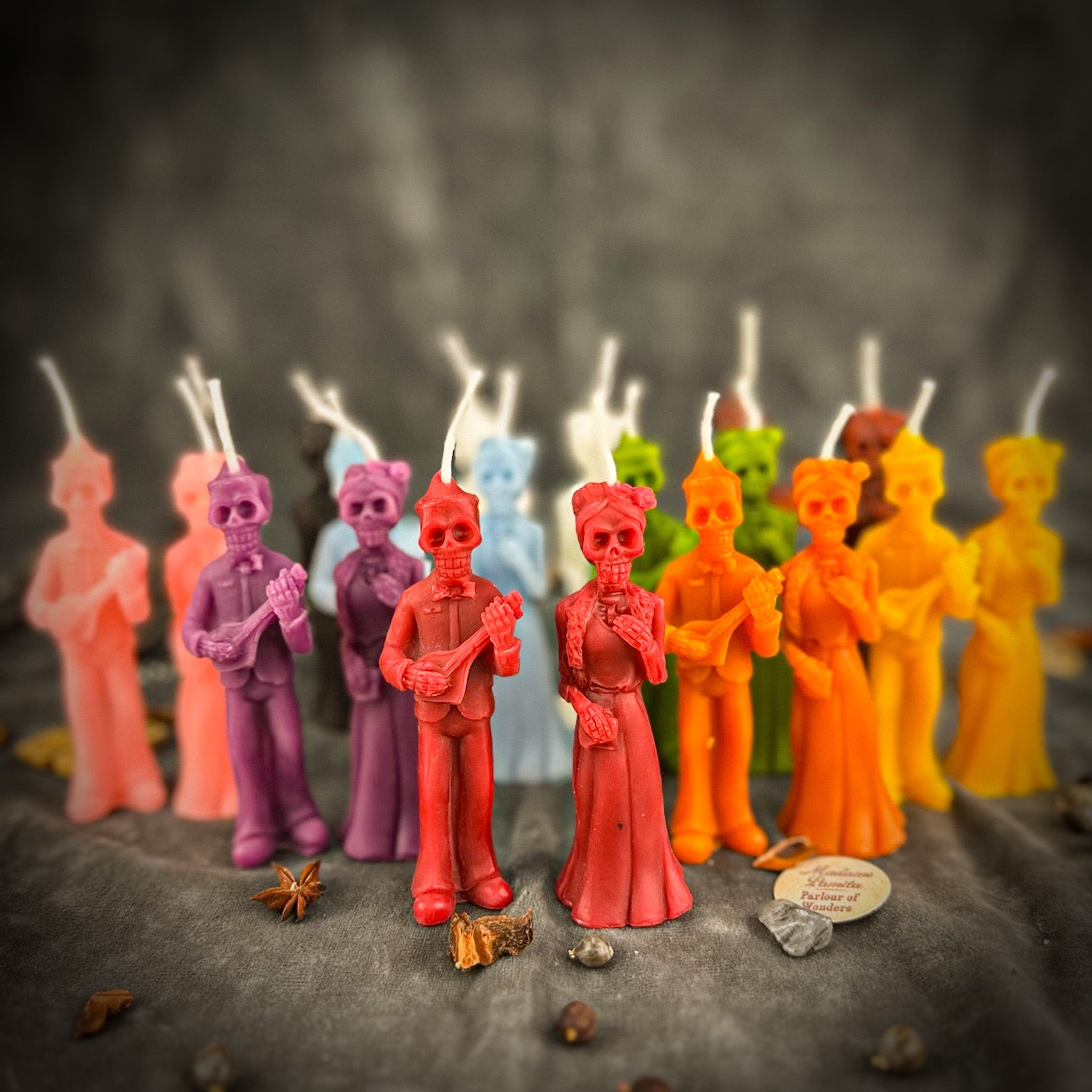 Beeswax Dia de Los Muertos Skeleton Spell Candle Set