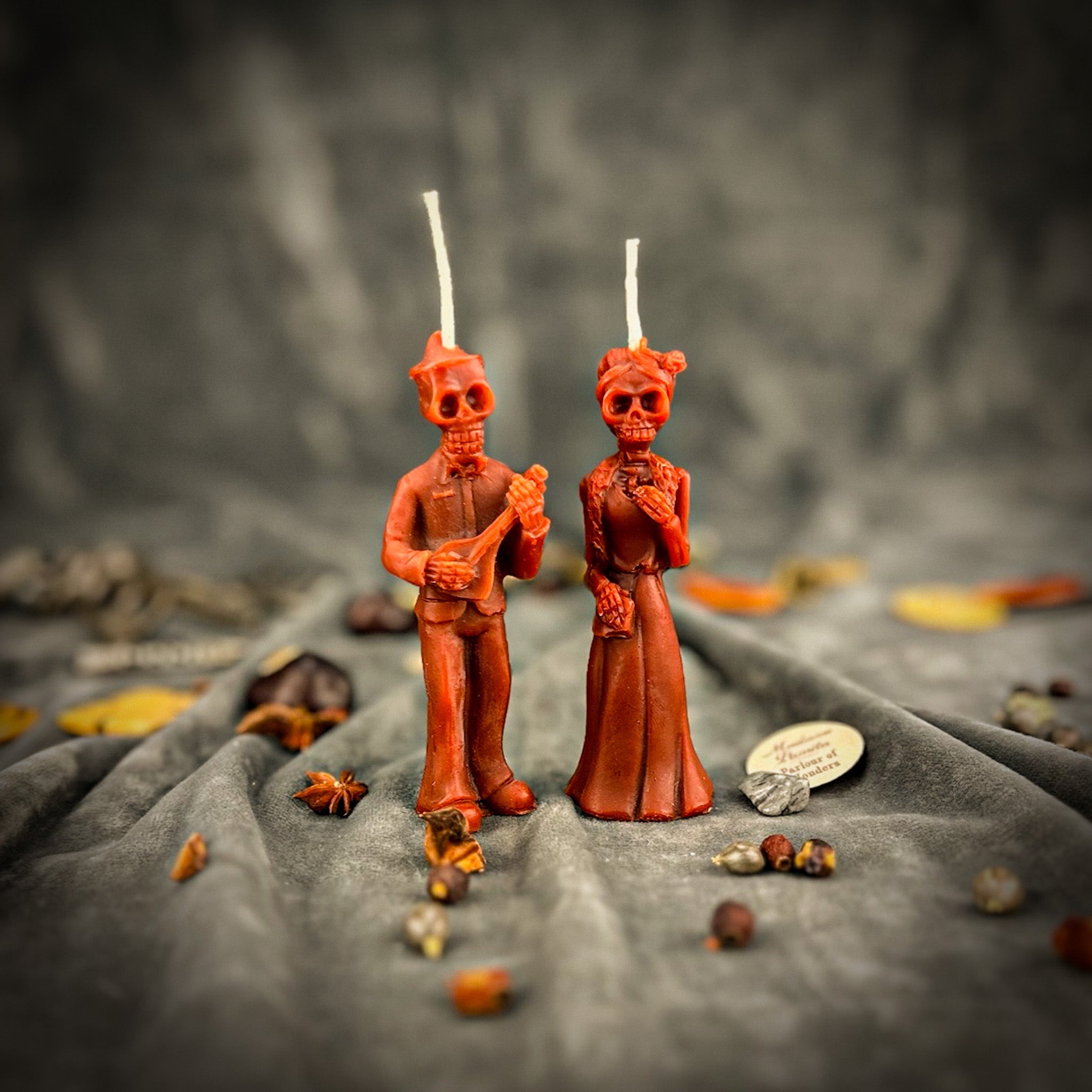 Beeswax Dia de Los Muertos Skeleton Spell Candle Set