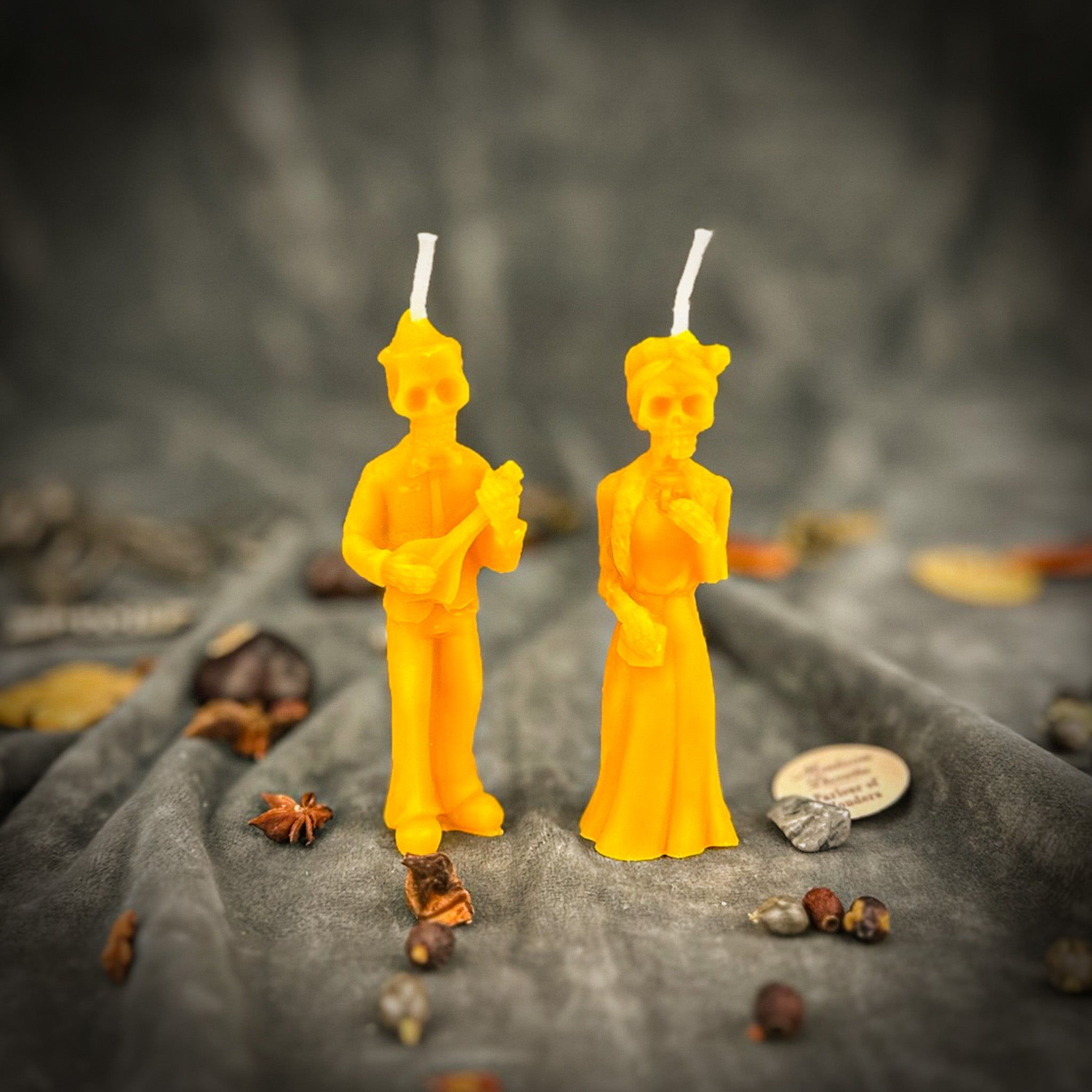 Beeswax Dia de Los Muertos Skeleton Spell Candle Set