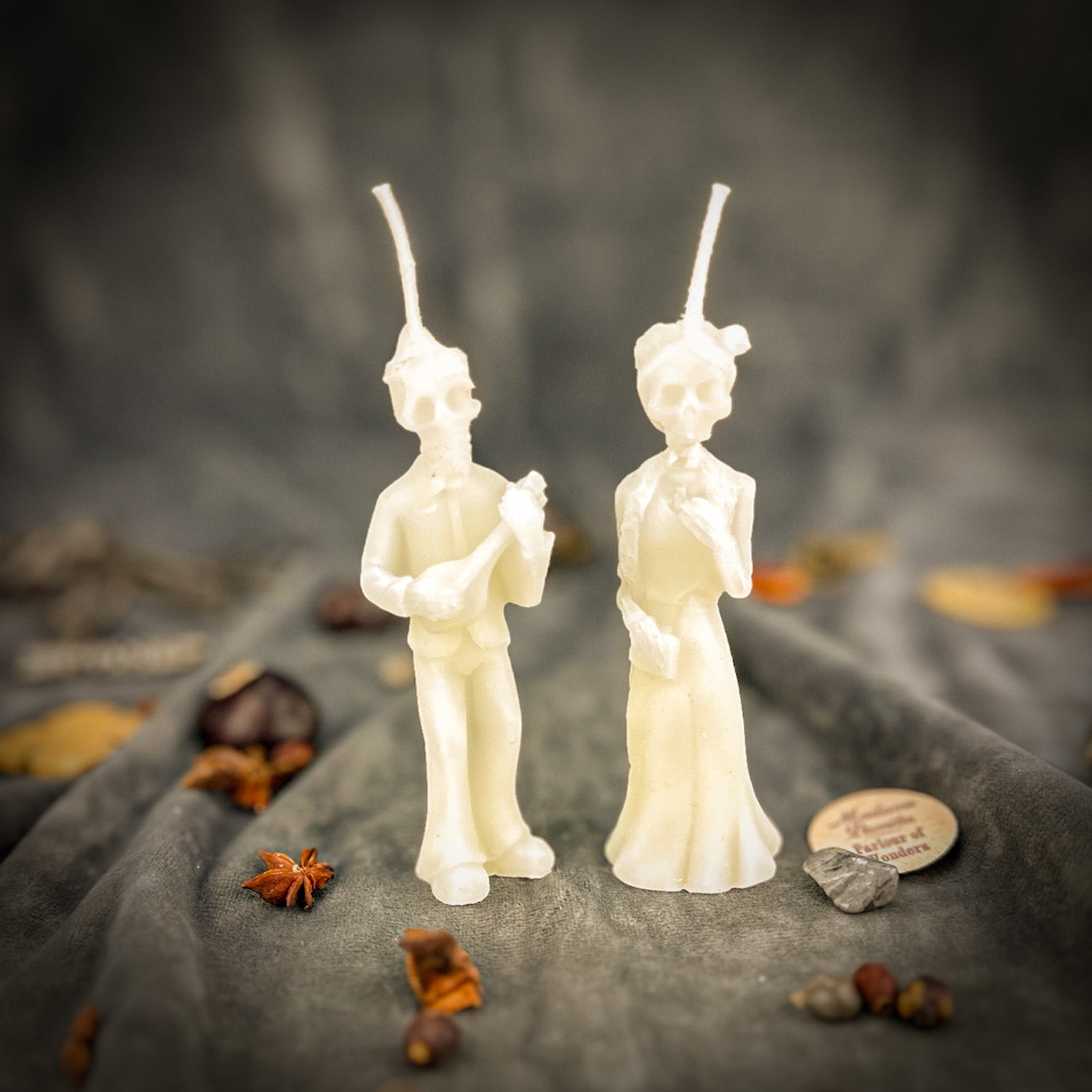 Beeswax Dia de Los Muertos Skeleton Spell Candle Set