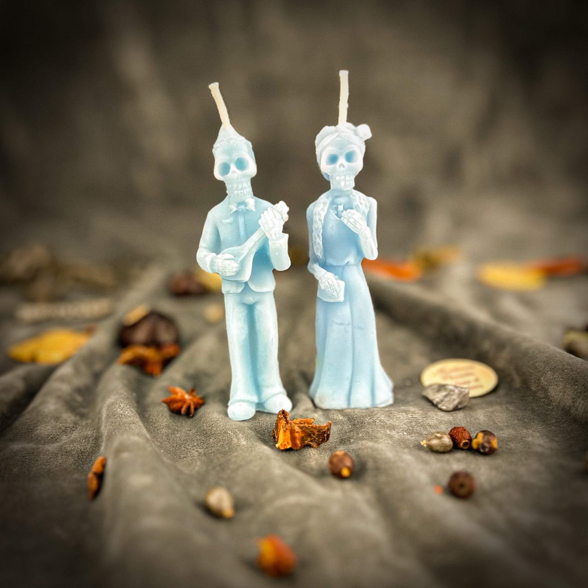 Beeswax Dia de Los Muertos Skeleton Spell Candle Set