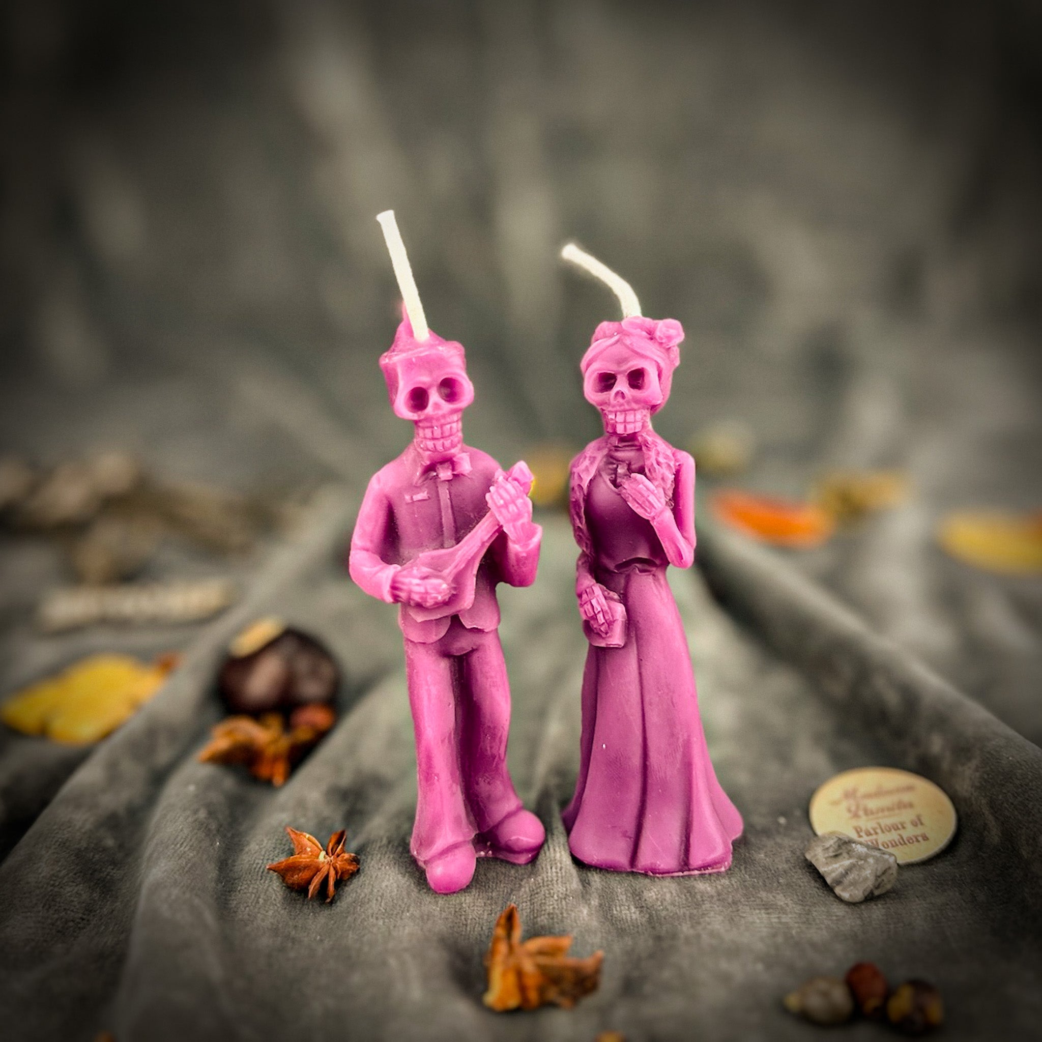 Beeswax Dia de Los Muertos Skeleton Spell Candle Set