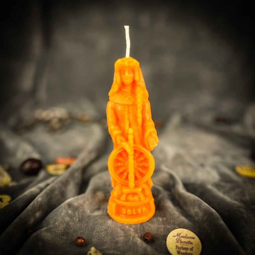 Beeswax Dolya Goddess Spell Candle | Good Fate, Opportunity & Abundance