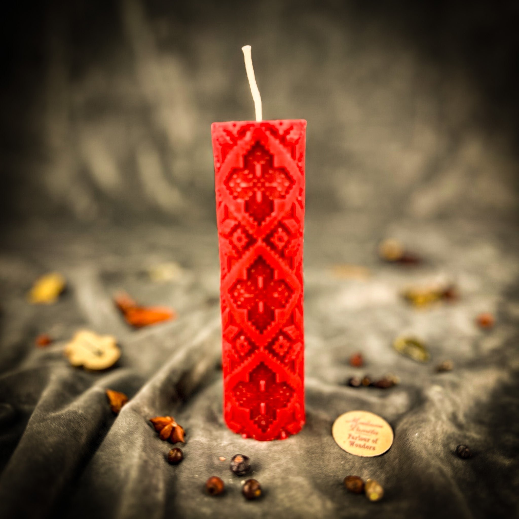 Beeswax Khrest Cross of Protection and Plenty Pillar Candle